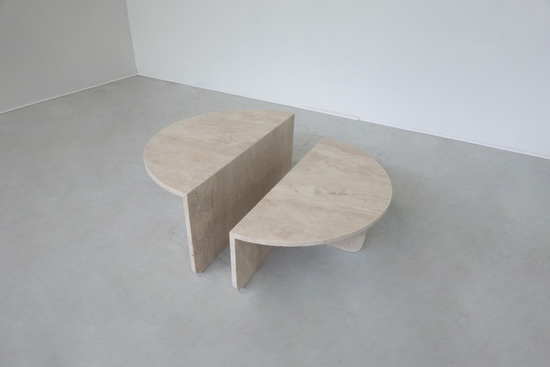 Mid-Century Modern Two-Parts Travertine Coffee Table, Italy, 1970s For Sale 6