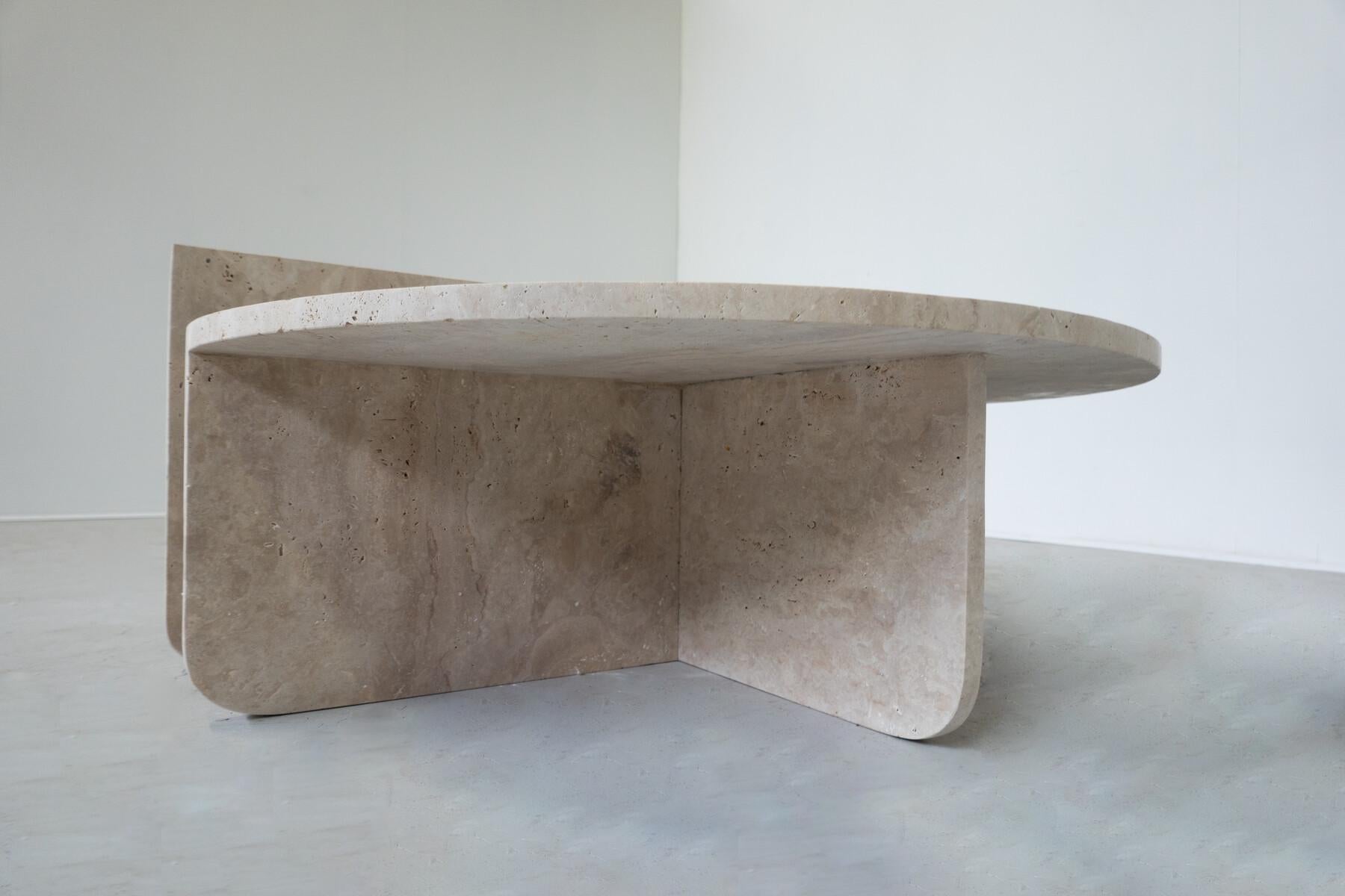 Mid-Century Modern Two-Parts Travertine Coffee Table, Italy, 1970s For Sale 8