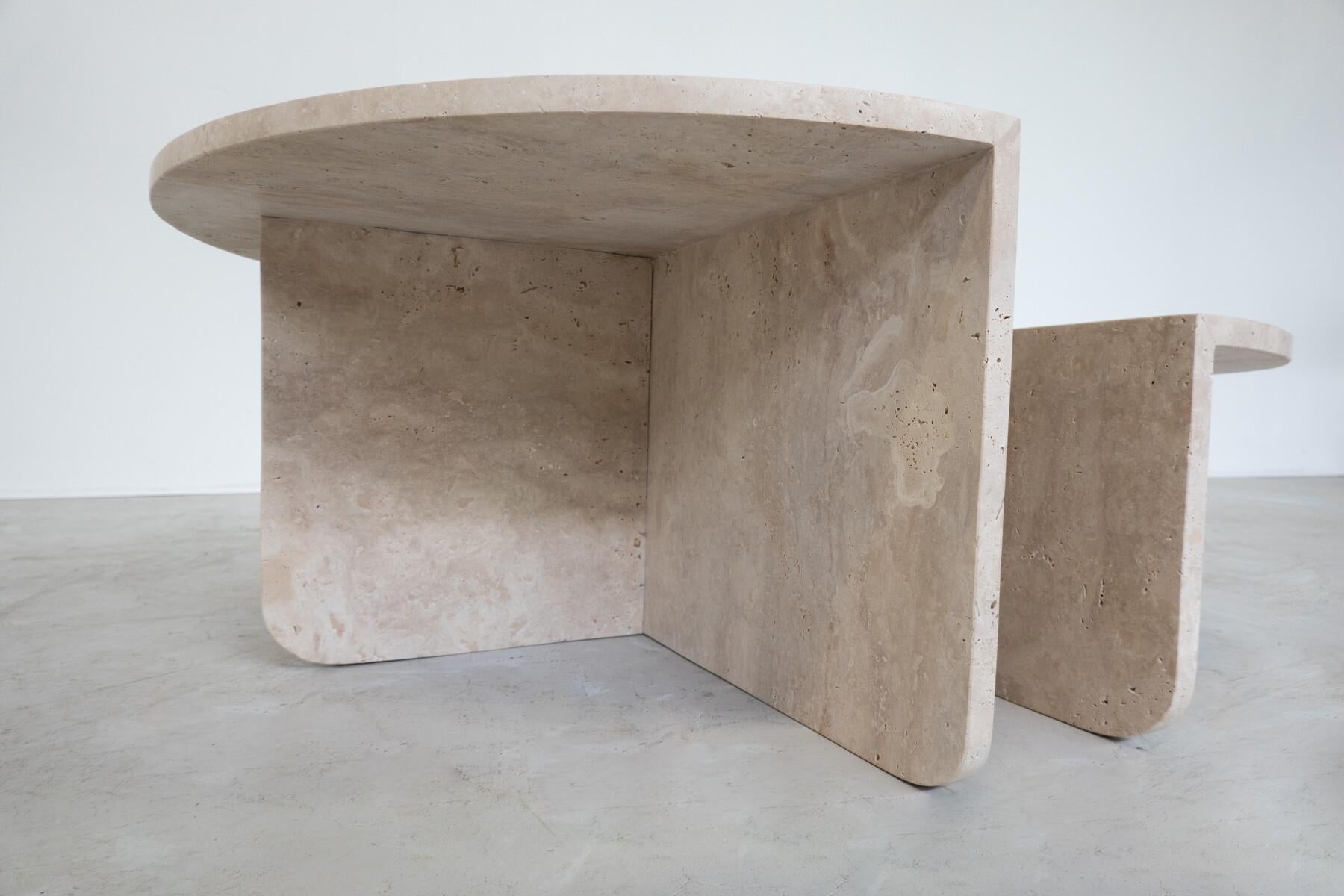 Mid-Century Modern Two-Parts Travertine Coffee Table, Italy, 1970s For Sale 9