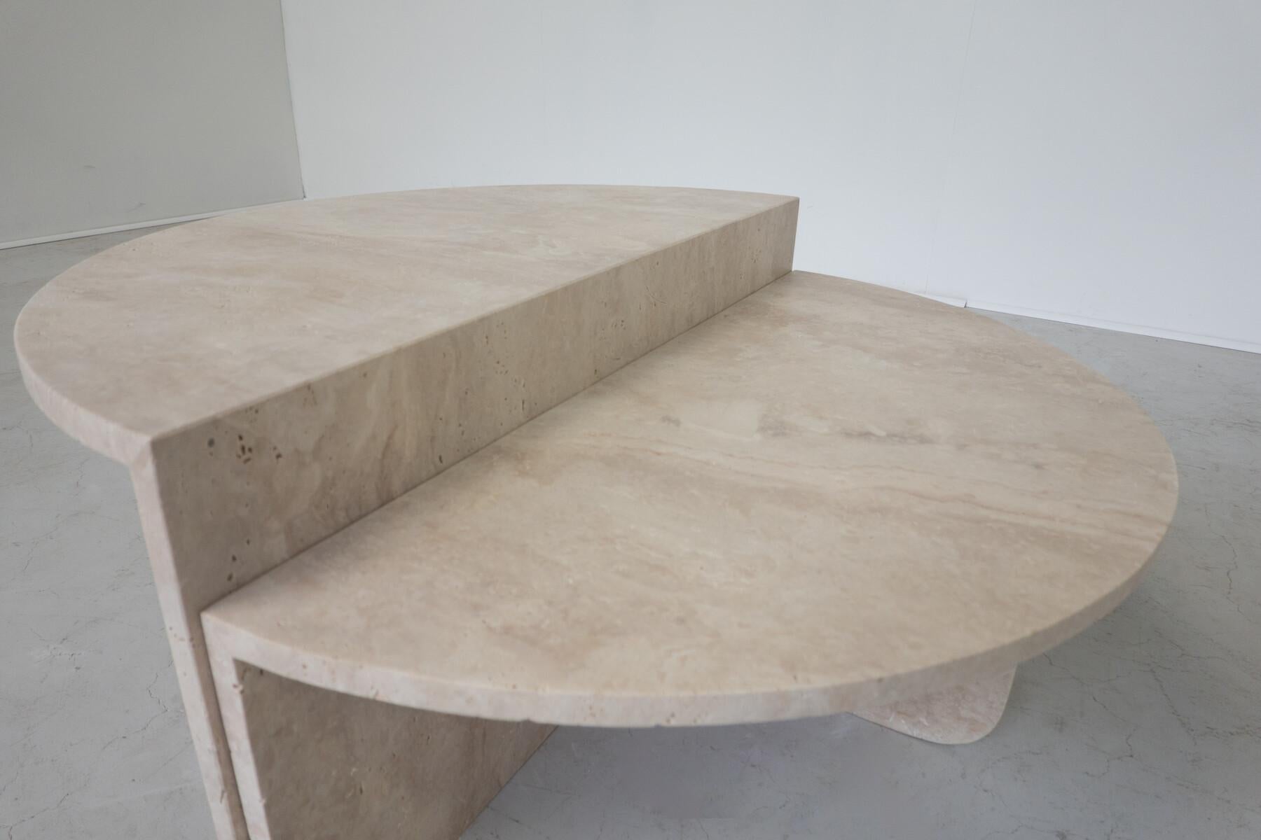 Mid-Century Modern Two-Parts Travertine Coffee Table, Italy, 1970s For Sale 5