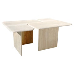 Mid-Century Modern Two-Parts Travertine Coffee Table, Italy, 1970s