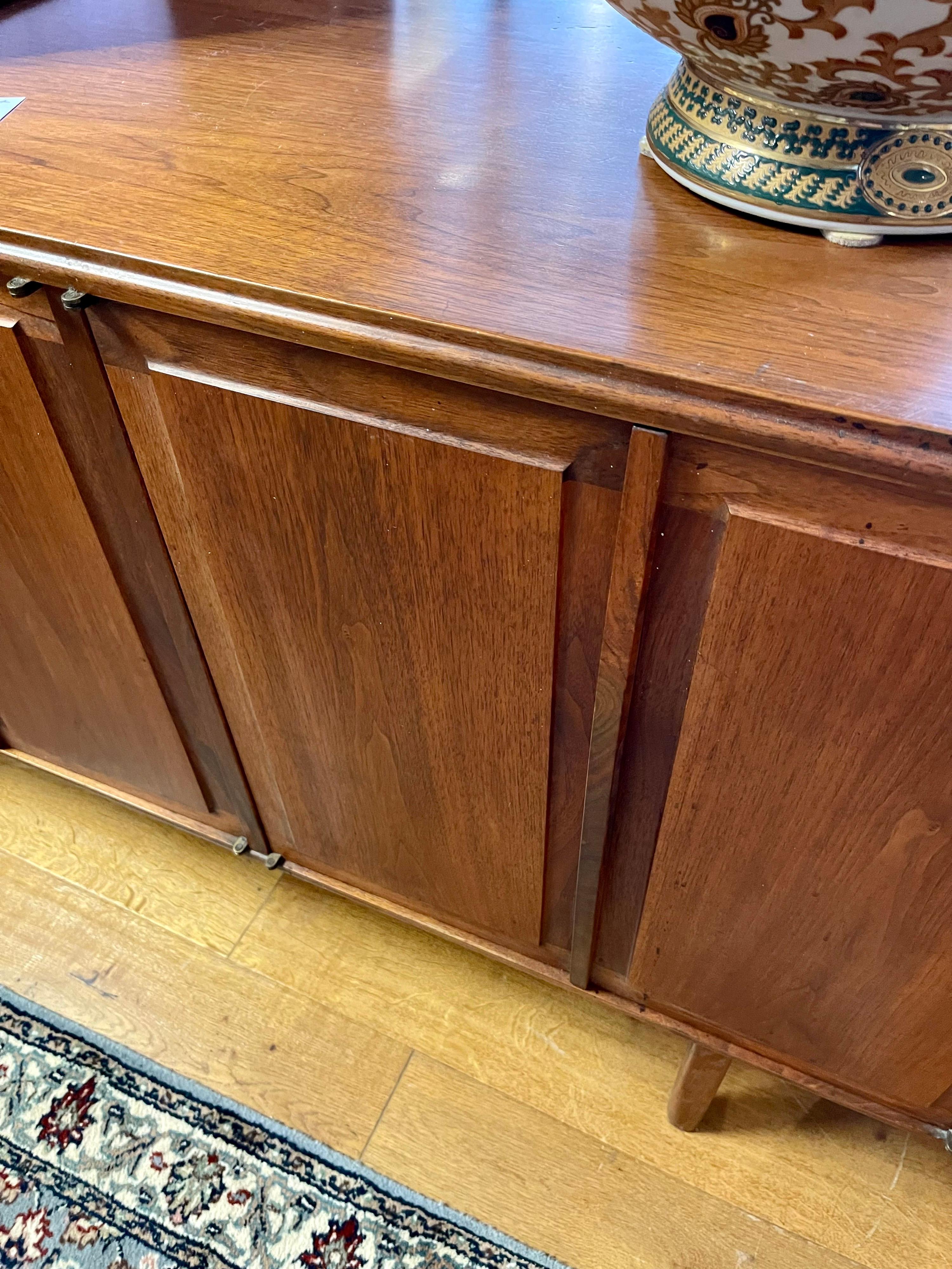 Mid-Century Modern Two-Piece Credenza Buffet Sideboard Cabinet 2