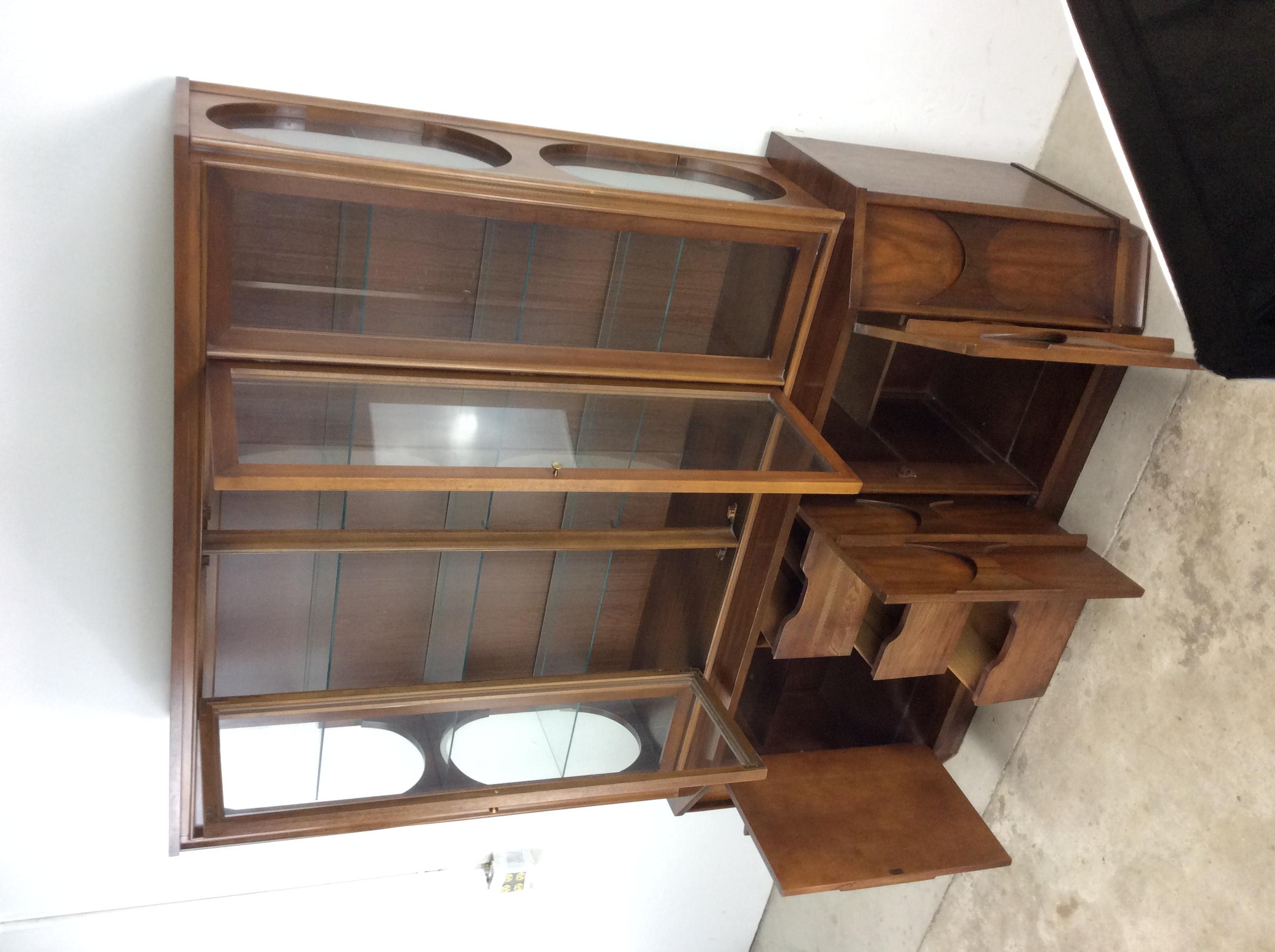 Mid-Century Modern Two Piece Perspecta Style China Cabinet For Sale 9