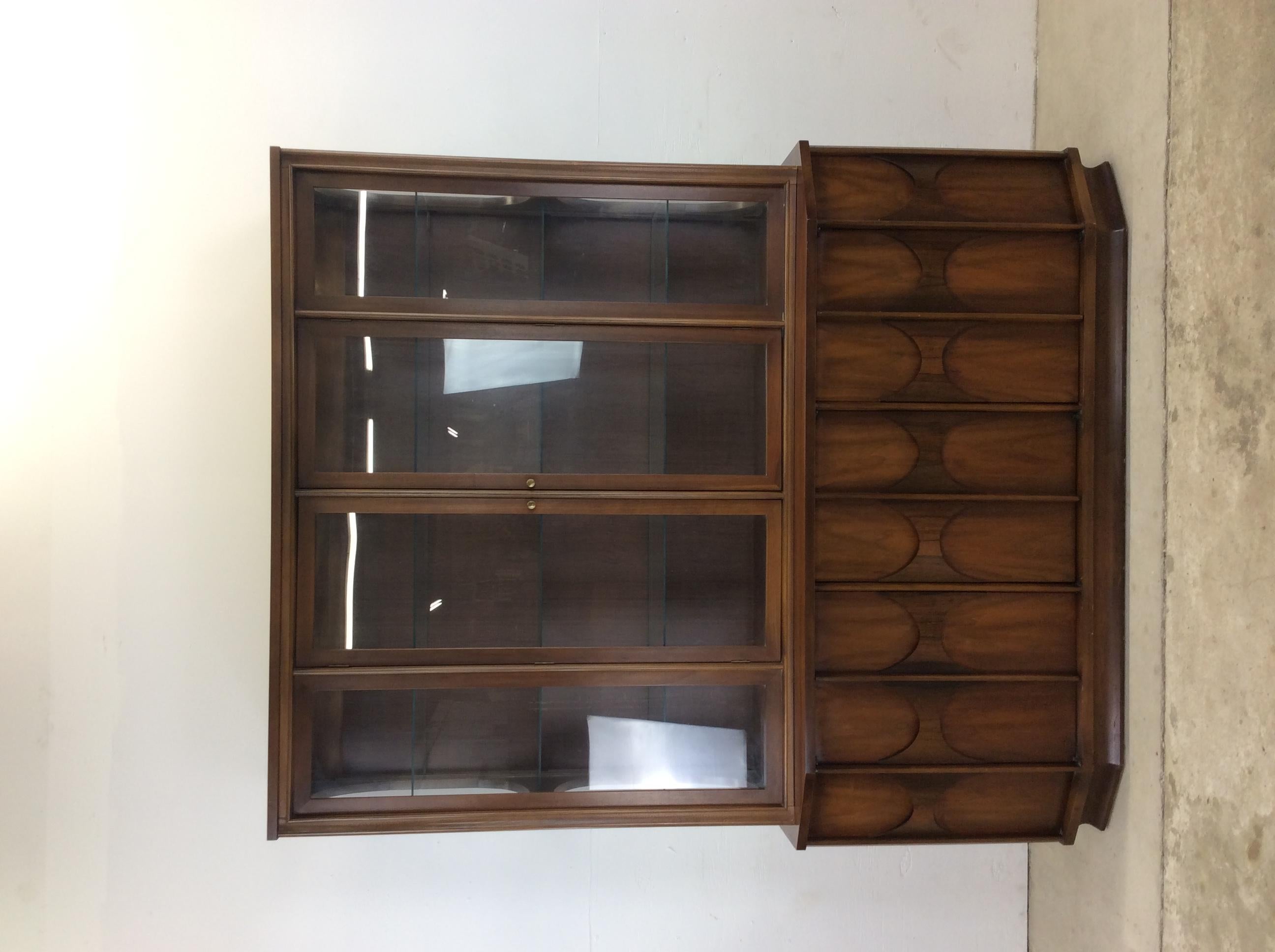 Mid-Century Modern Two Piece Perspecta Style China Cabinet For Sale 13
