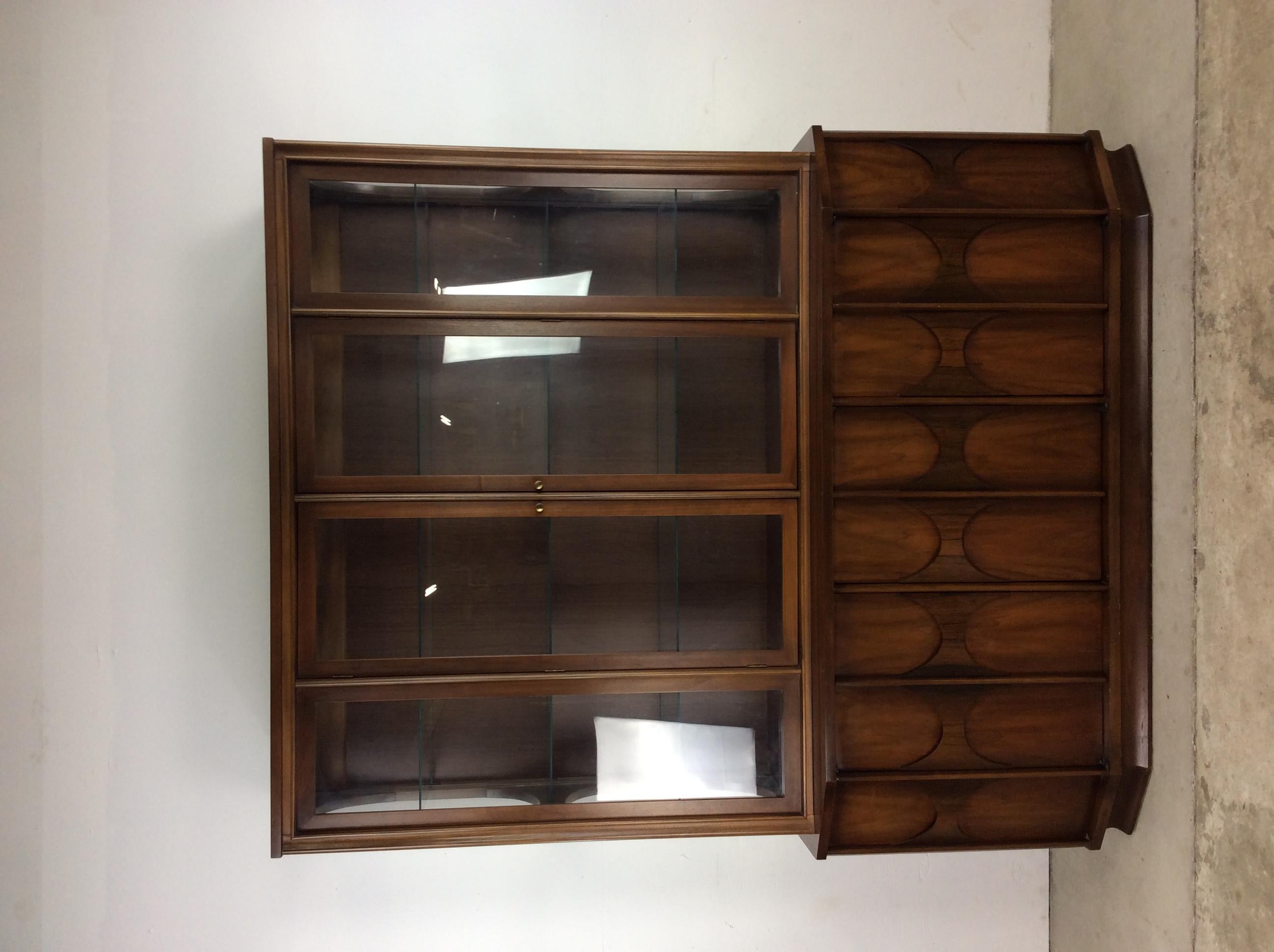 Mid-20th Century Mid-Century Modern Two Piece Perspecta Style China Cabinet For Sale