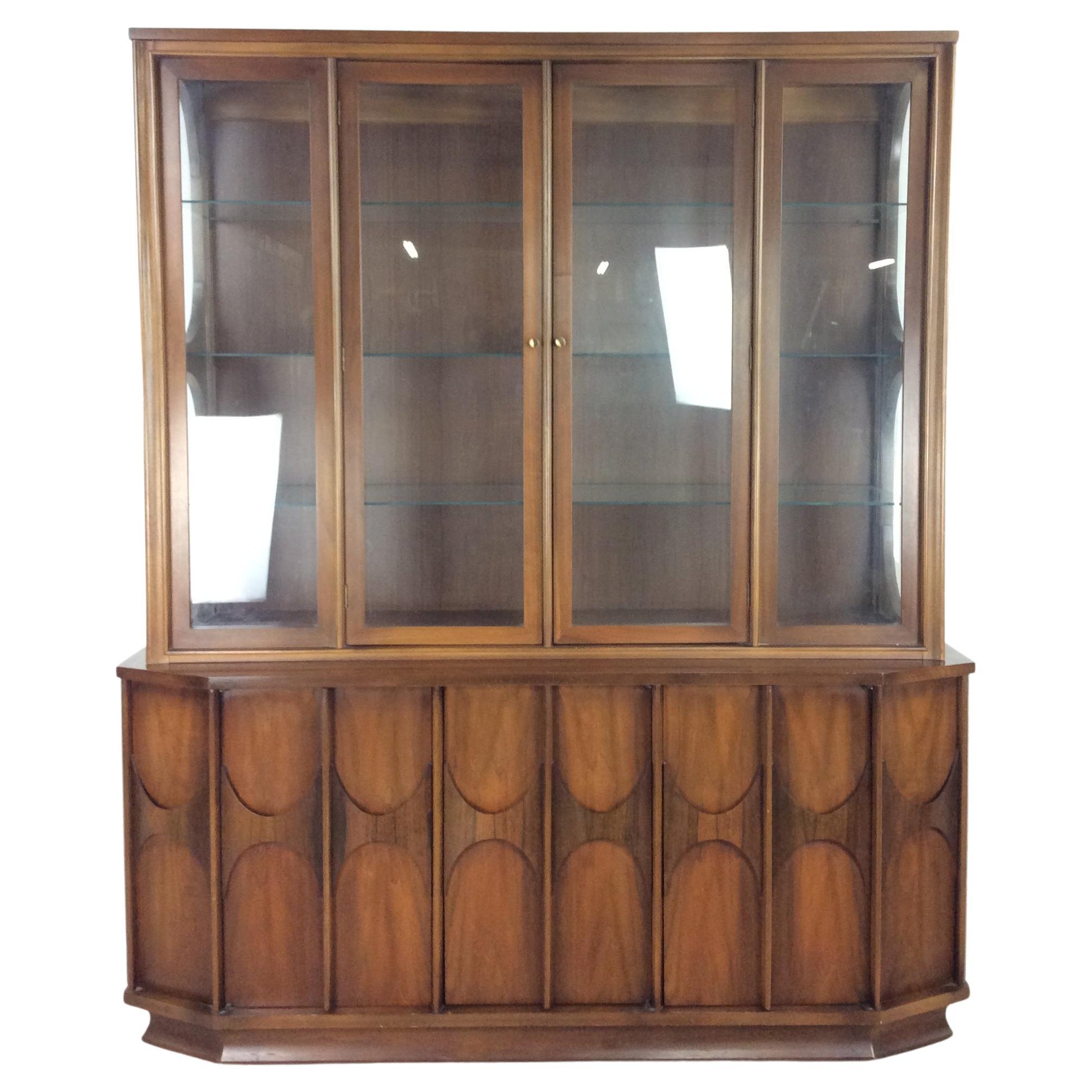 Mid-Century Modern Two Piece Perspecta Style China Cabinet