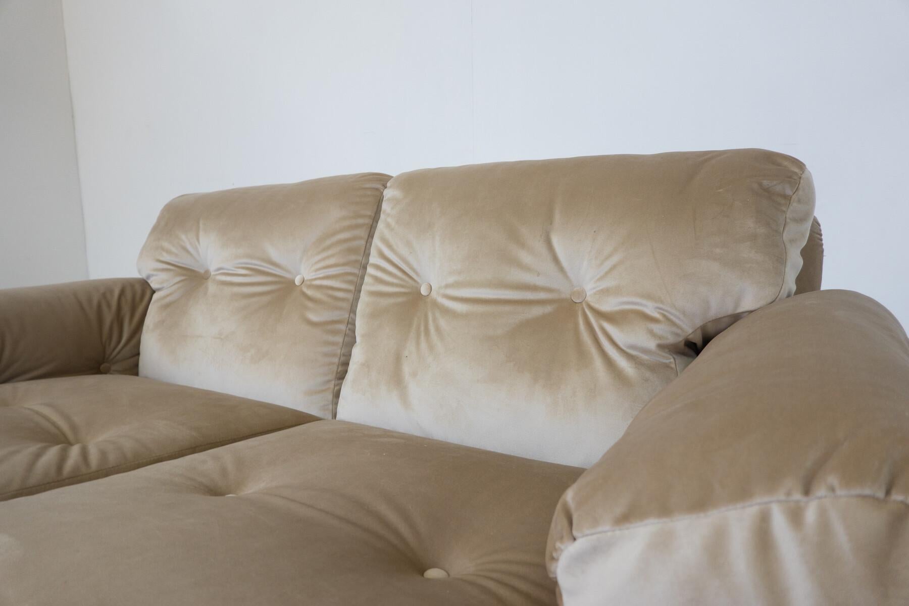 Mid-Century Modern Two-Seater Coronado Sofa by Tobia & Afra Scarpa, Italy, 1960s - New Upholstery