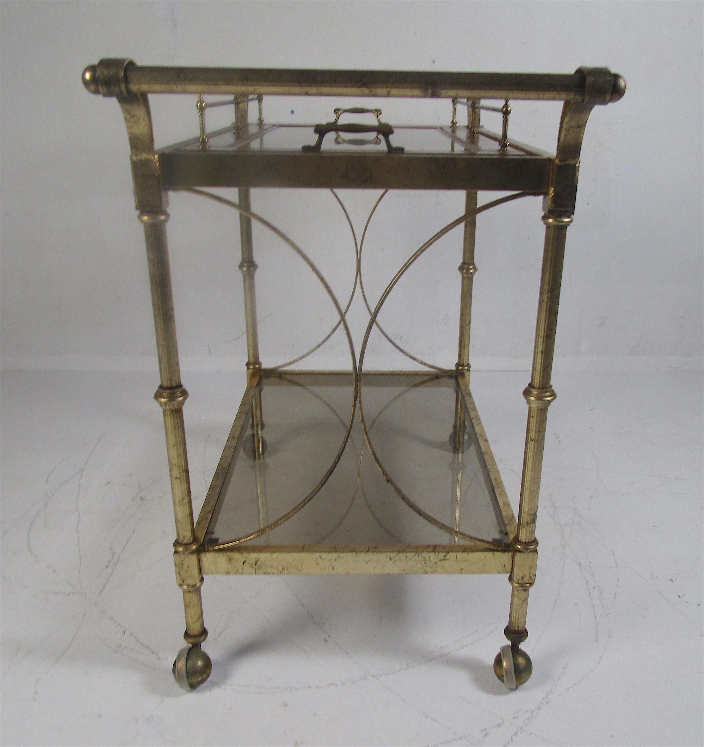 Late 20th Century Mid-Century Modern Two-Tier Bar Cart