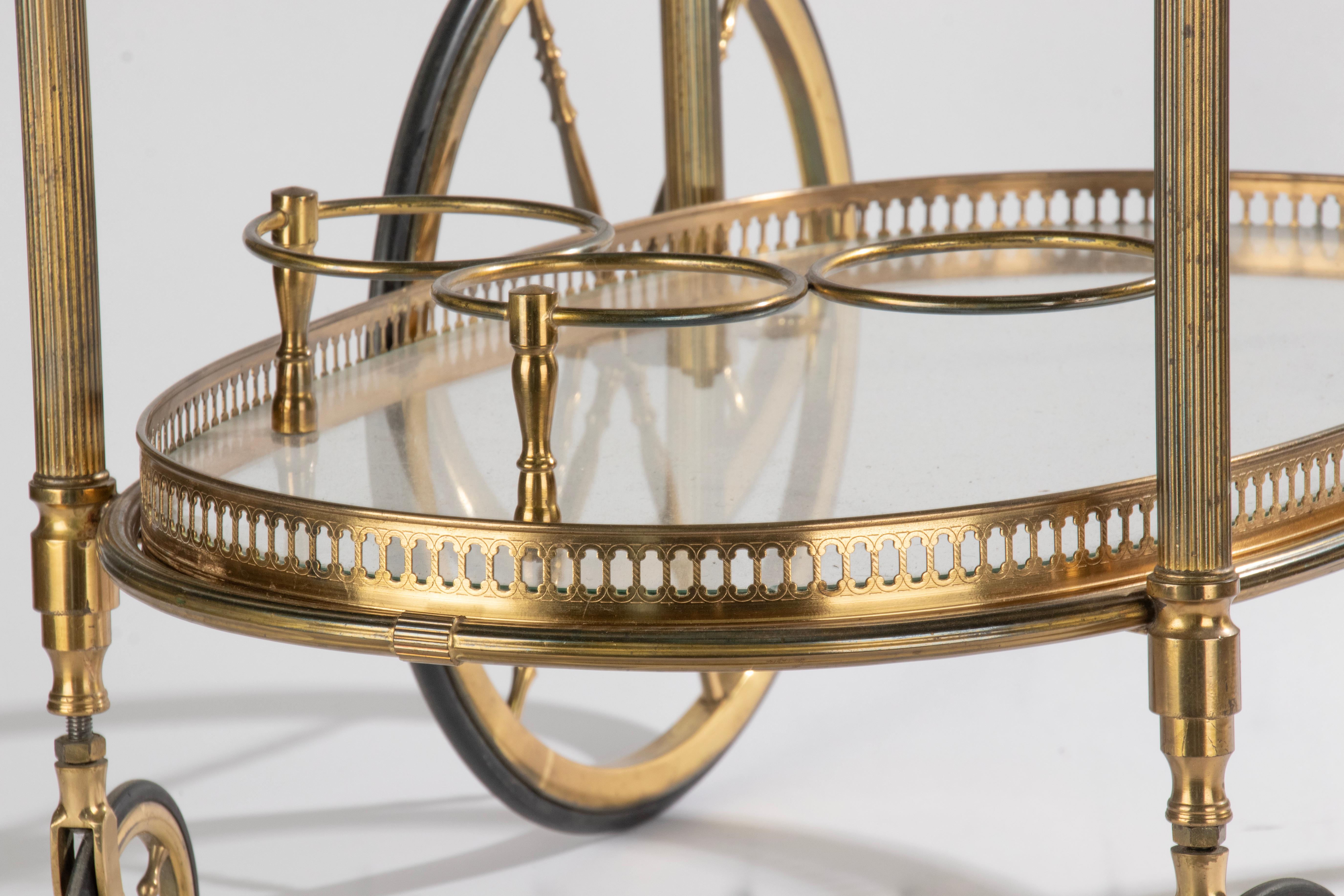 Mid-Century Modern Two-tier Bar Cart / Server Trolley - Maison Baguès Style 13