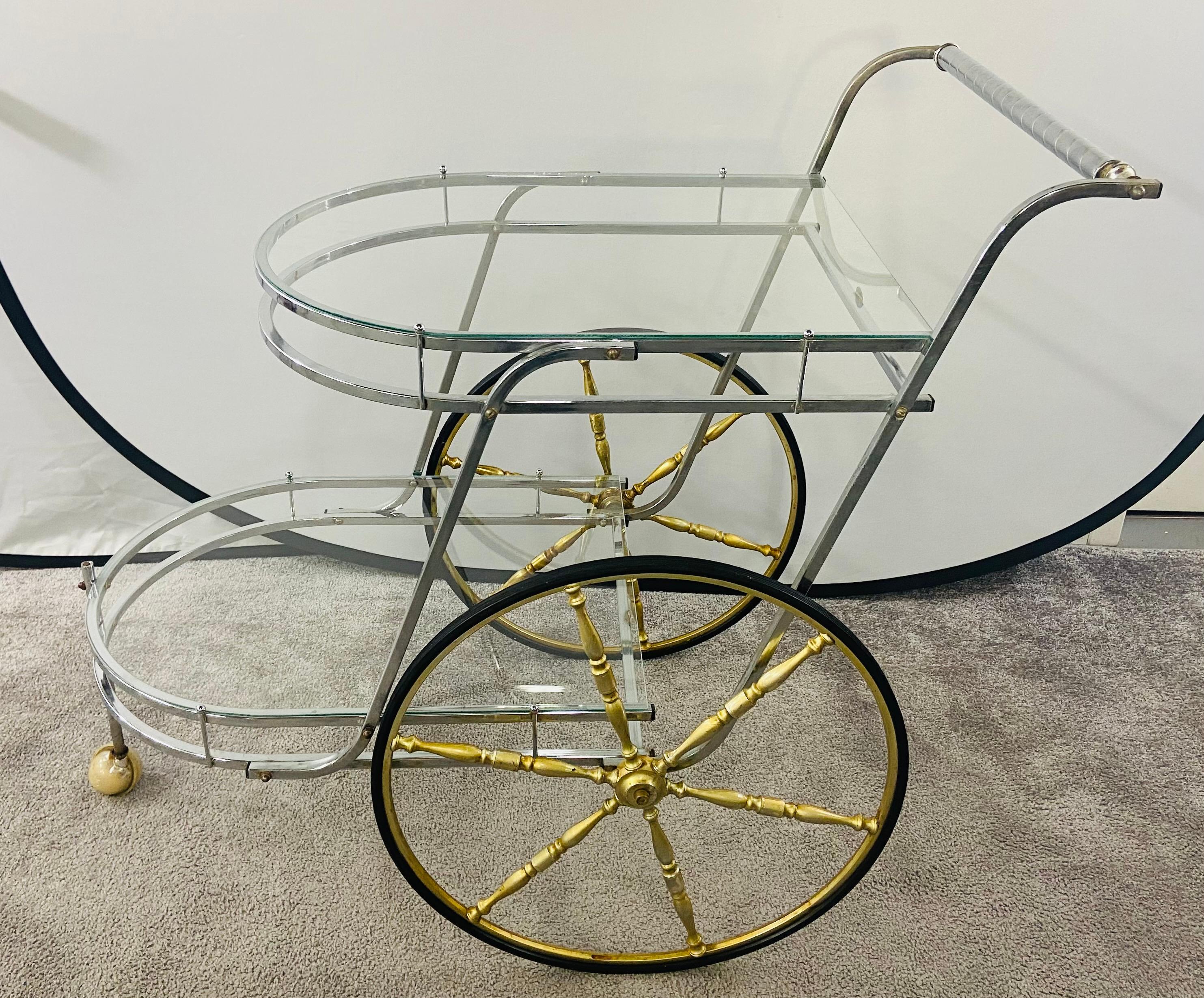 Mid-Century Modern Two-Tier Bar or Tea Serving Cart For Sale 4