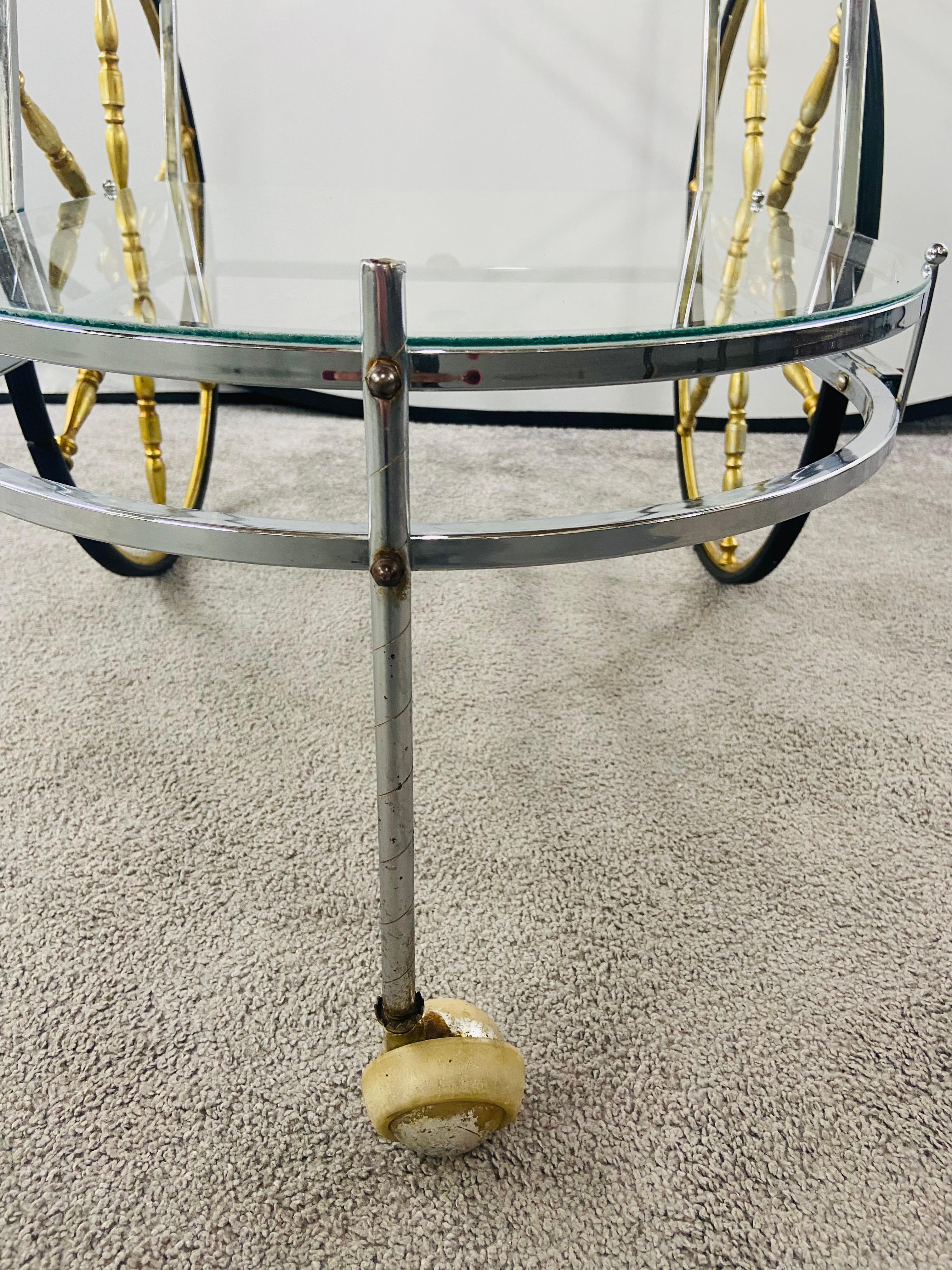 Mid-Century Modern Two-Tier Bar or Tea Serving Cart In Good Condition For Sale In Plainview, NY