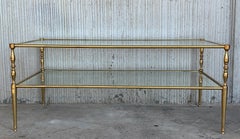 Mid-Century Modern Two-Tier Brass and Beveled Glass Rectangular Side Table