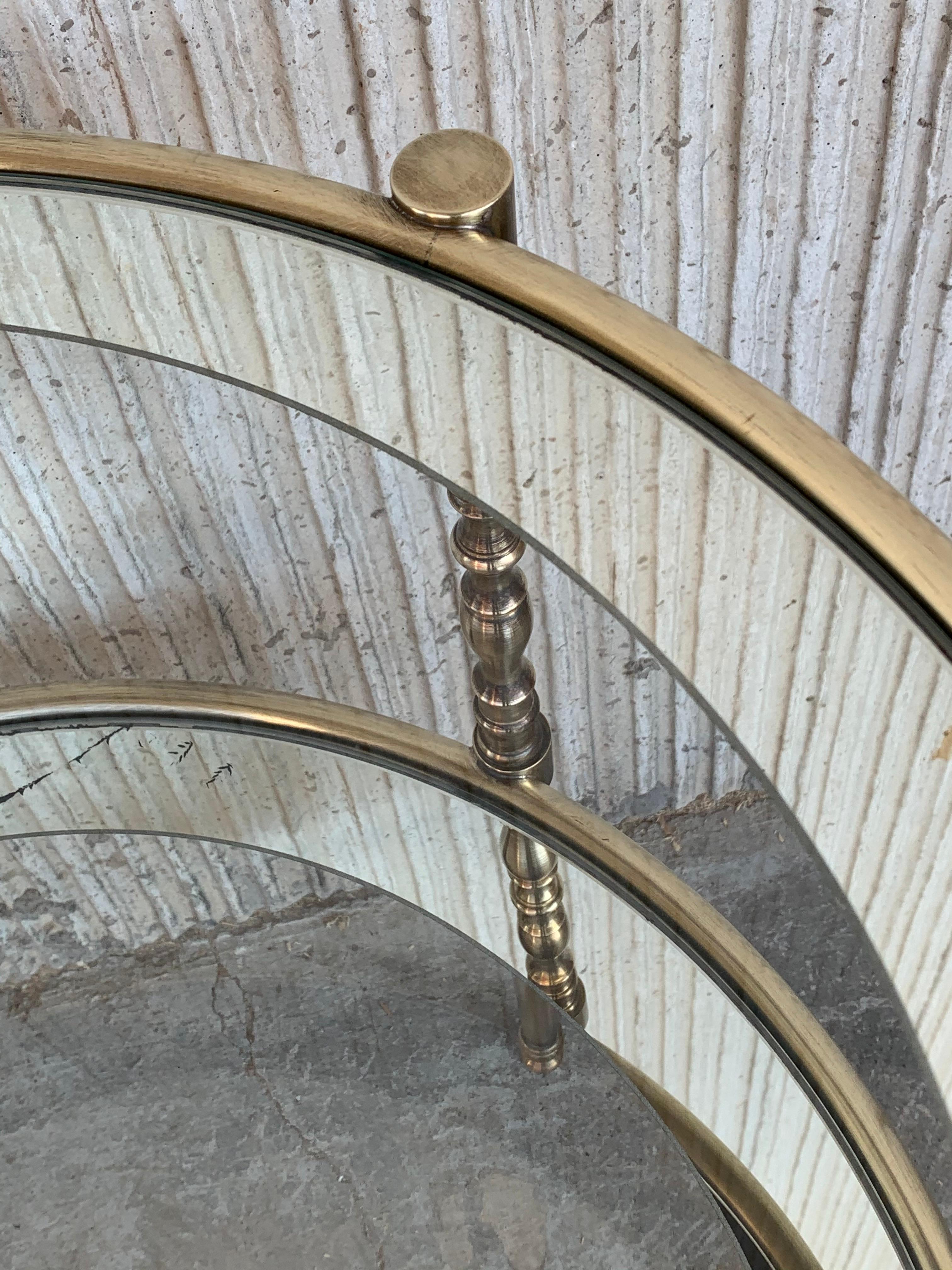 Mid-Century Modern Two-Tier Brass and Beveled Glass Side Table 1