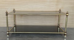 Mid-Century Modern Two-Tier Brass and Glass Rectangular Side Table