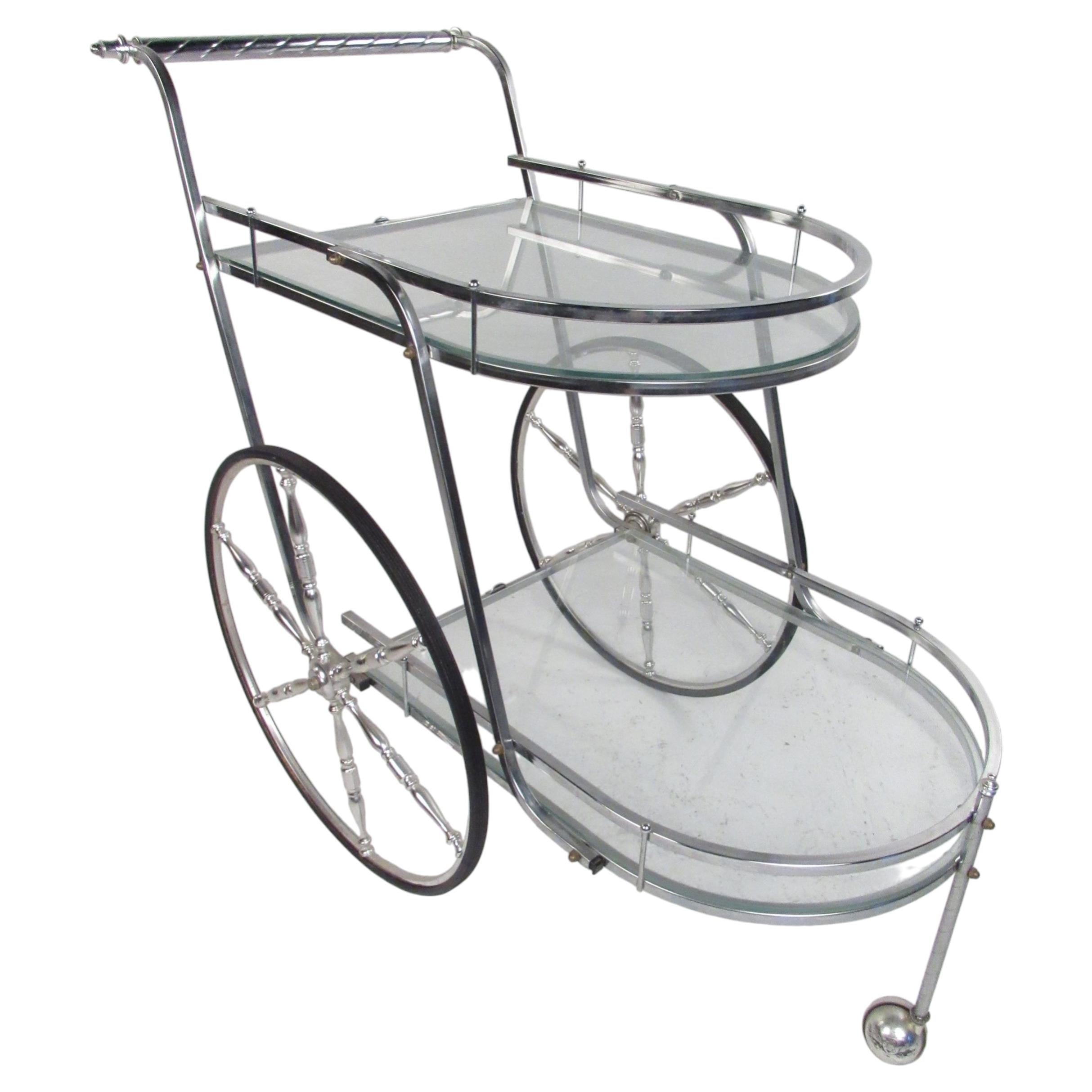 Mid-century Modern Two Tier Chrome Serving Cart