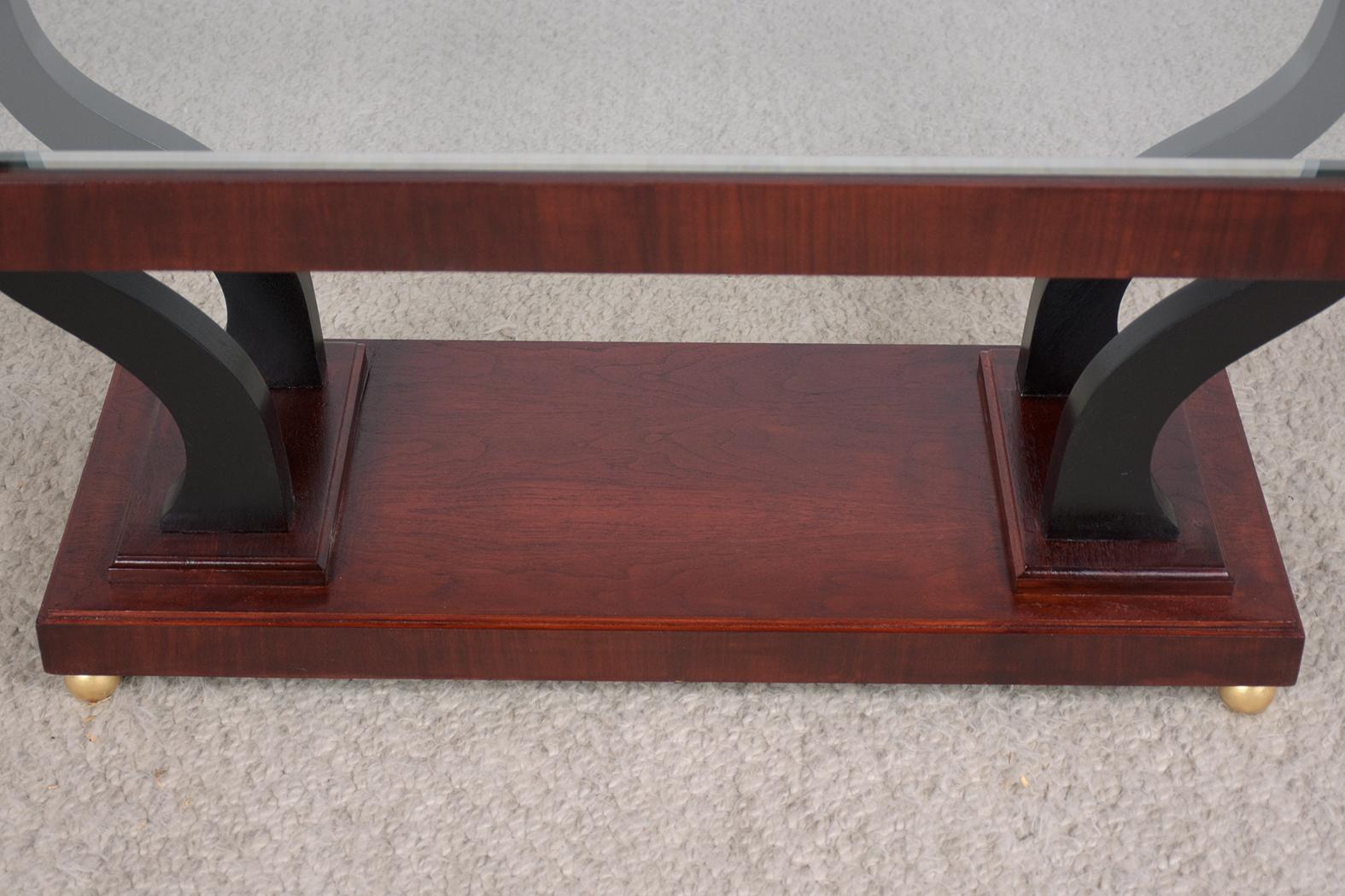 Beveled Mid-Century Modern Two Tone Coffee Table For Sale