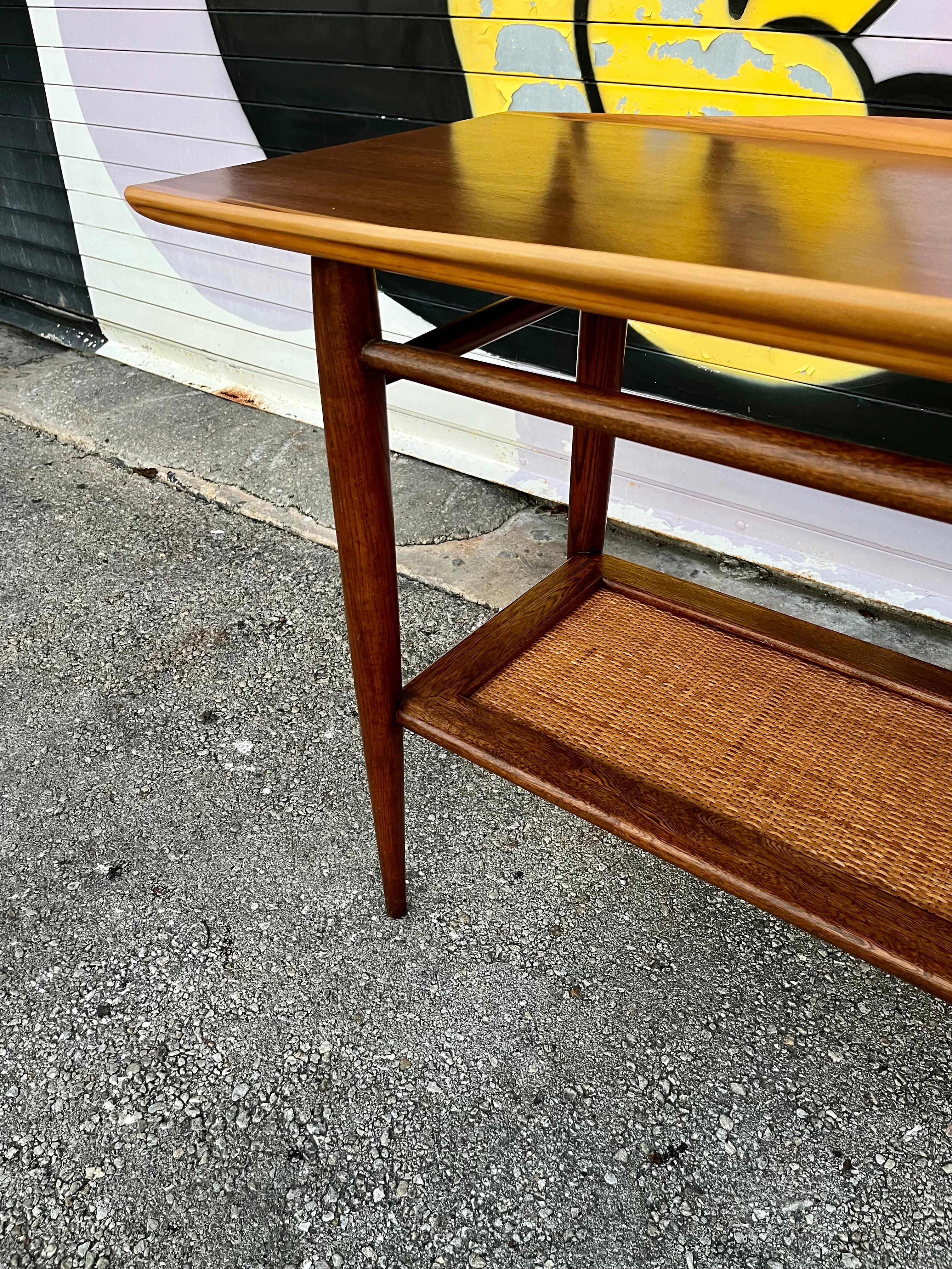 Mid Century Modern Two Tier Console Table by Basset Furniture. Circa 1960s For Sale 4