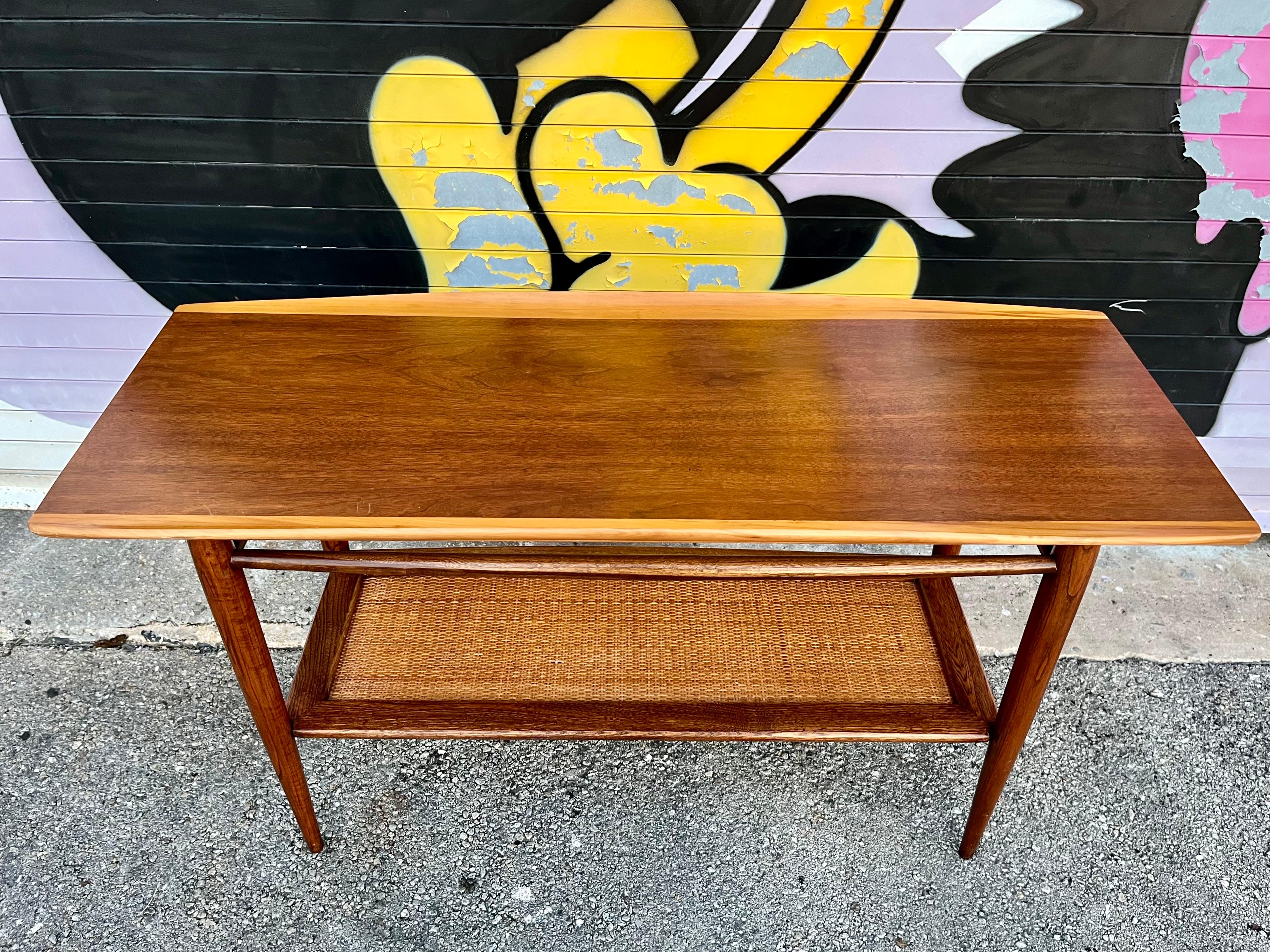 Mid Century Modern Two Tier Console Table by Basset Furniture. Circa 1960s For Sale 1