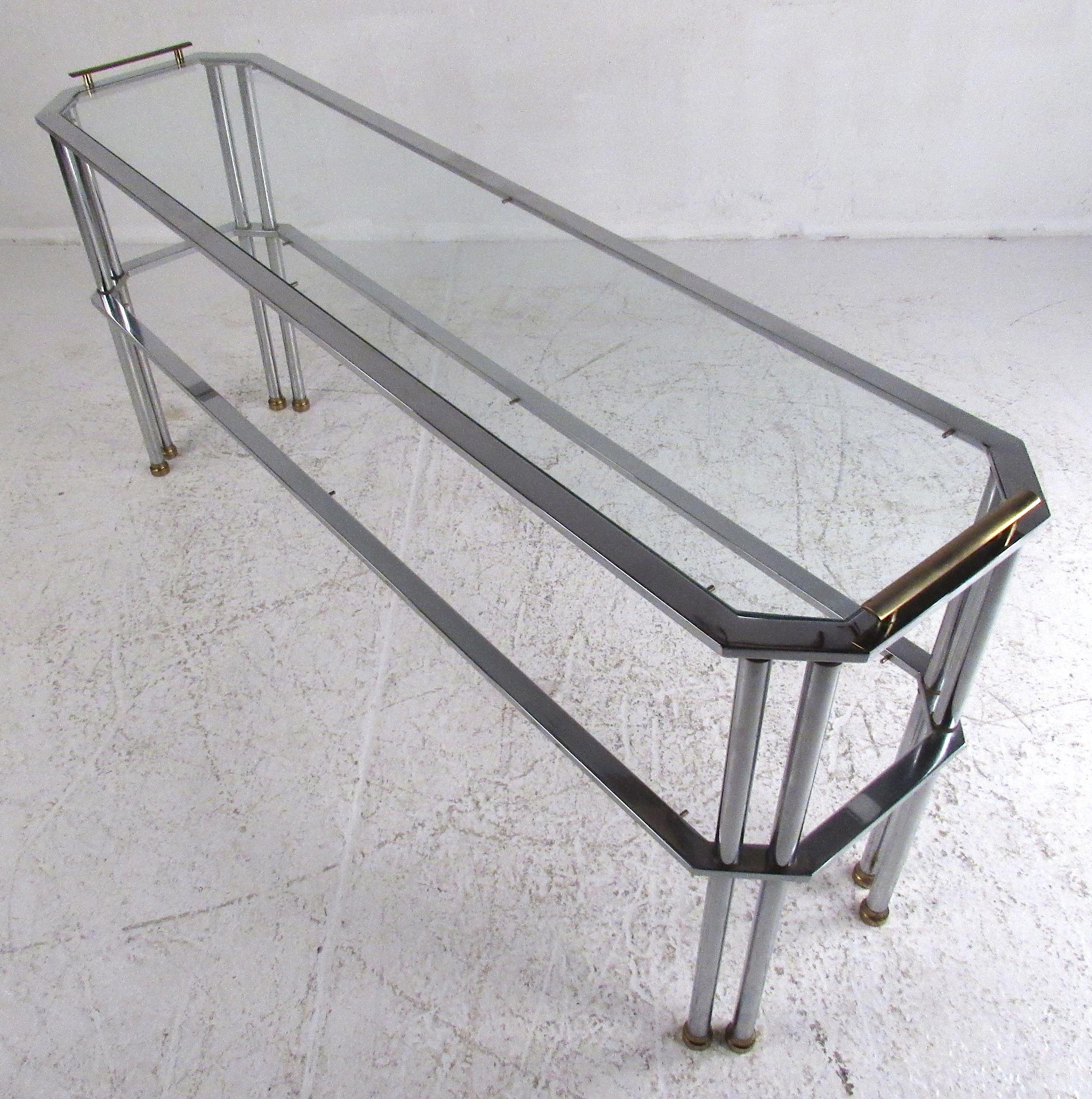 American Mid-Century Modern Two-Tier Console Table For Sale