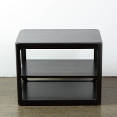 Mid-Century Modern Two-Tier Ebonized Walnut Side Table Signed Dunbar