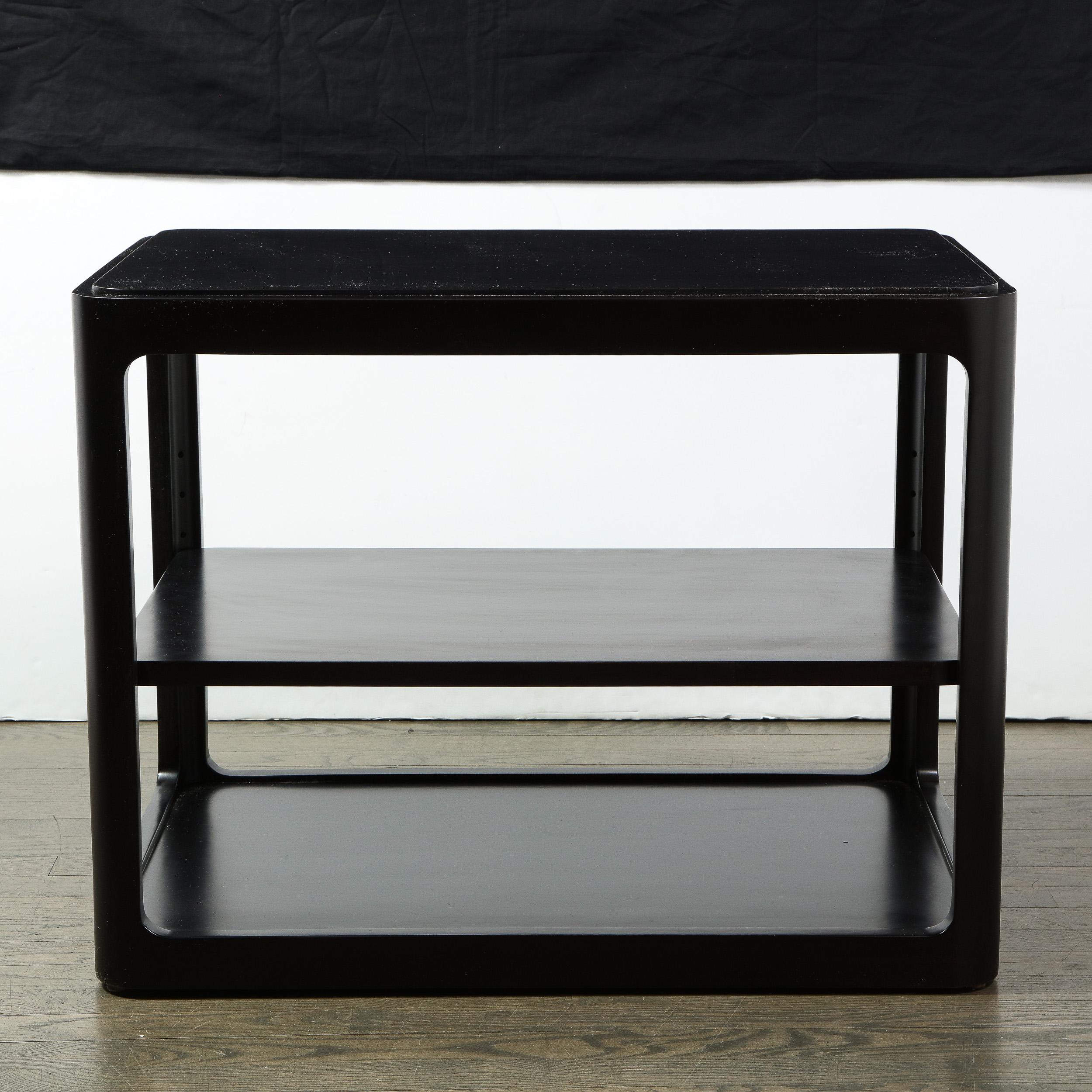 Mid-Century Modern Two-Tier Ebonized Walnut Side Table Signed Dunbar In Excellent Condition In New York, NY