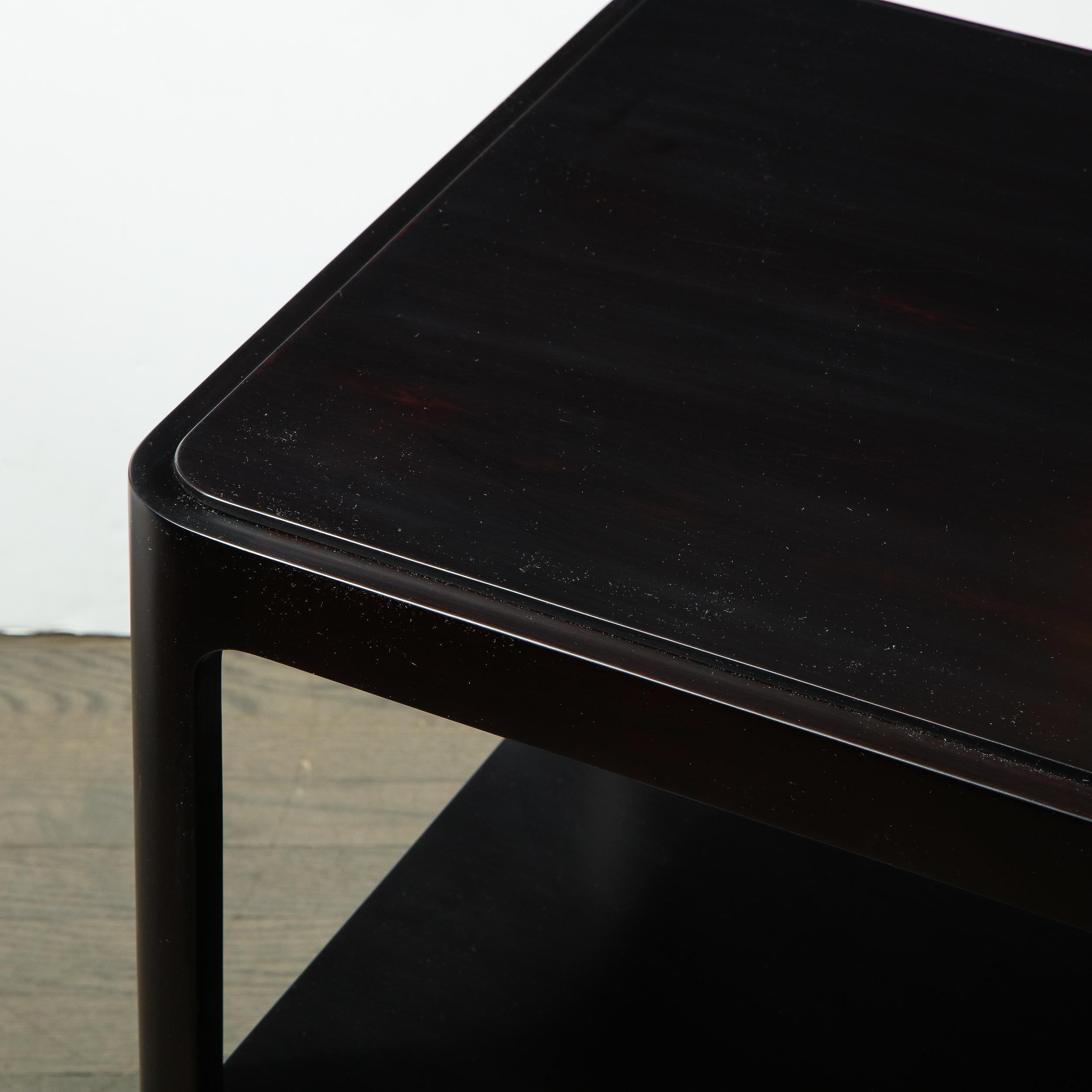 Late 20th Century Mid-Century Modern Two-Tier Ebonized Walnut Side Table Signed Dunbar