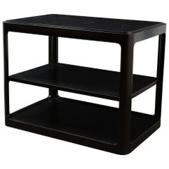 Mid-Century Modern Two-Tier Ebonized Walnut Side Table Signed Dunbar