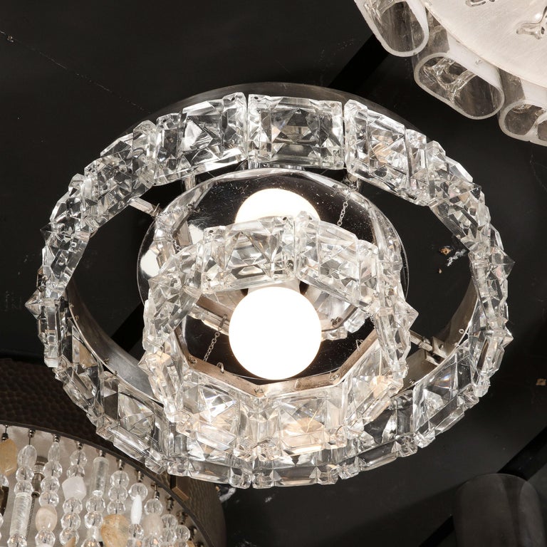 Mid-Century Modern Two Tier Faceted Crystal & Chrome Chandelier by Kinkeldey 3