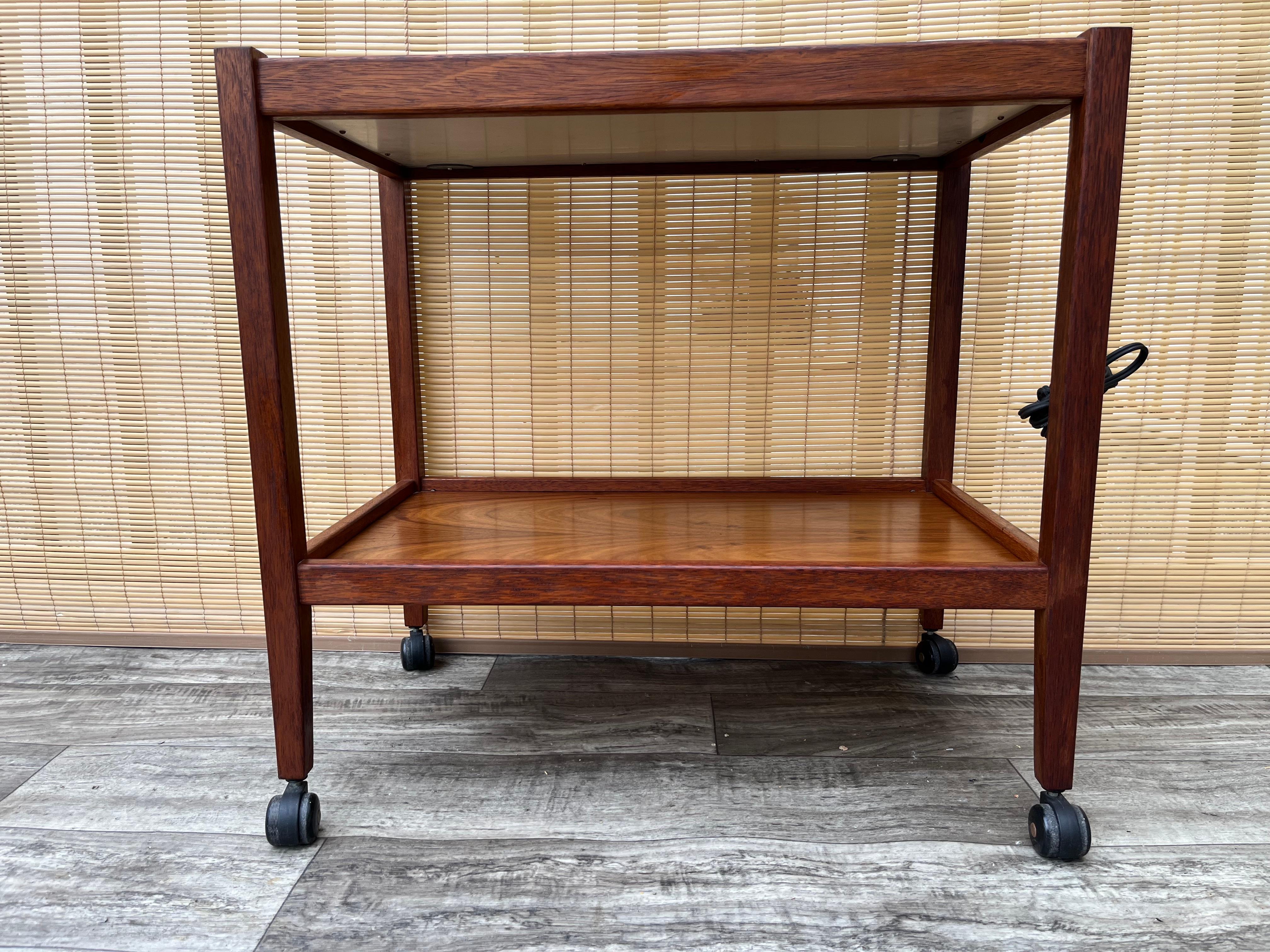 Glass Mid-Century Modern Two-Tier Hot Table Buffet Cart by Salton, circa 1960s For Sale