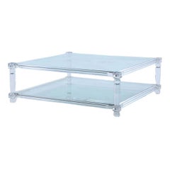 Mid Century Modern Two Tier Lucite and Glass Coffee Table