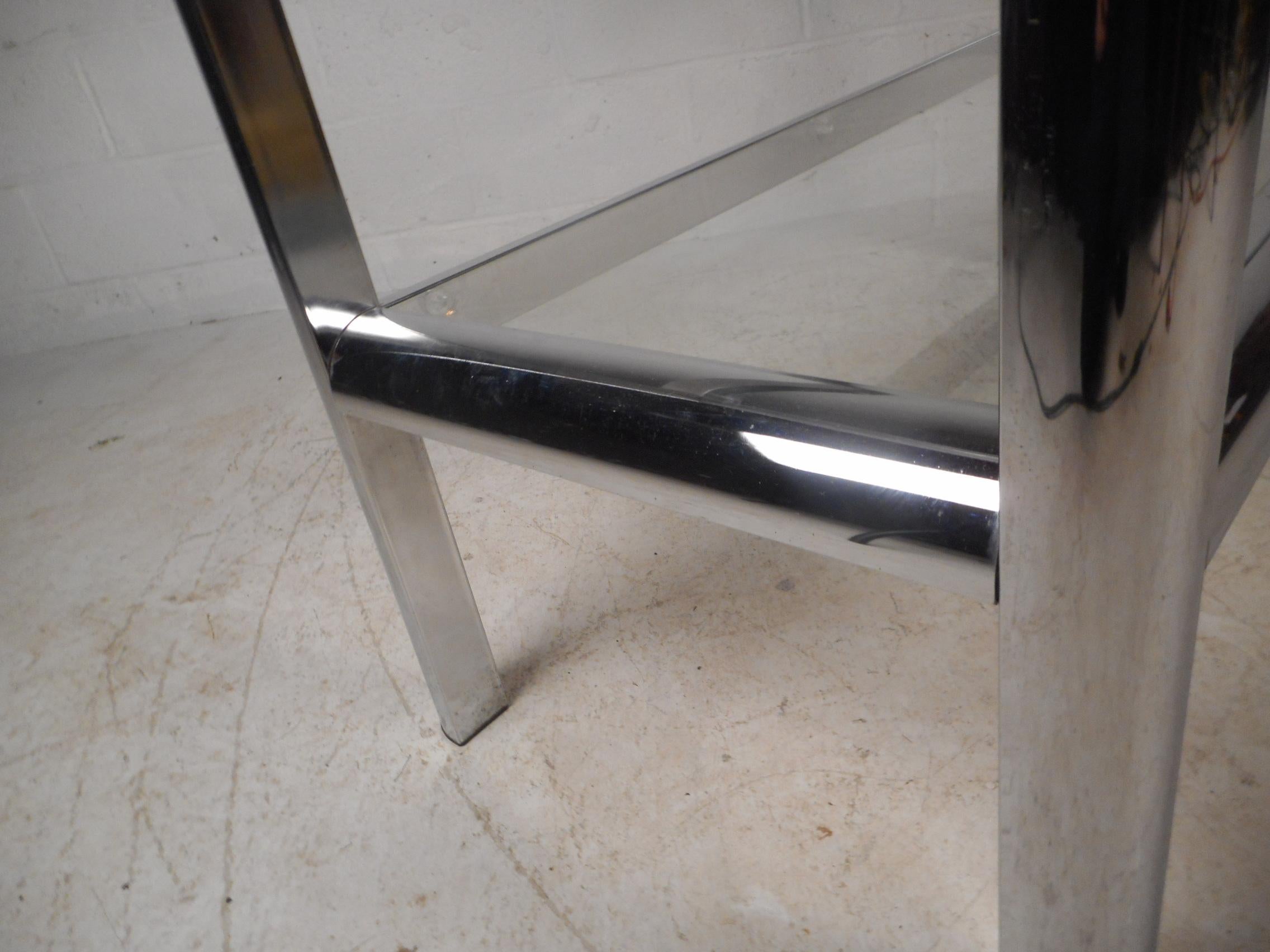 Mid-Century Modern Two-Tier Metal Console Table 5