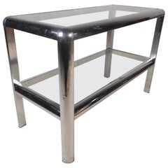 Mid-Century Modern Two-Tier Metal Console Table