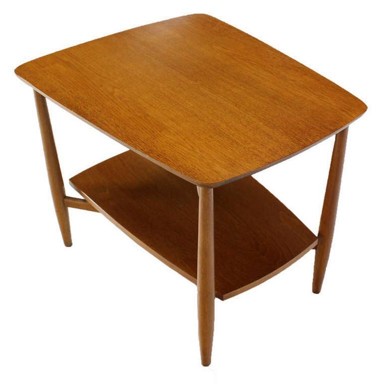 Mid-Century Modern Two Tier One Drawer Walnut End Side Table by John Stuart MINT For Sale 3