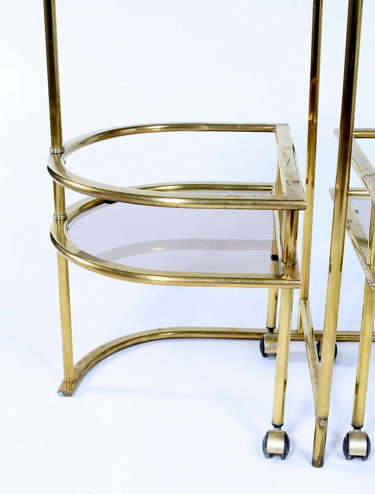 Mid-Century Modern Two Tiered  Brass Bar Cart 5