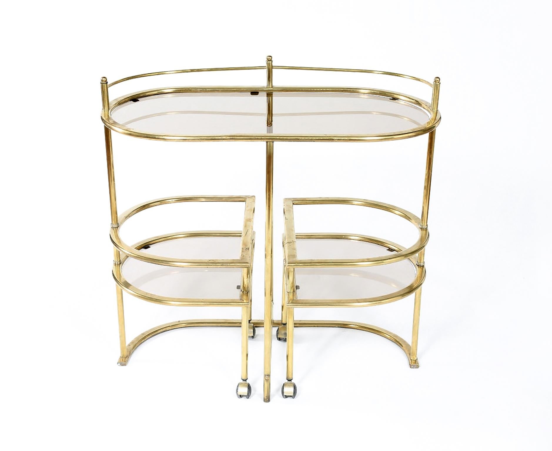 Mid-Century Modern Two Tiered  Brass Bar Cart 6
