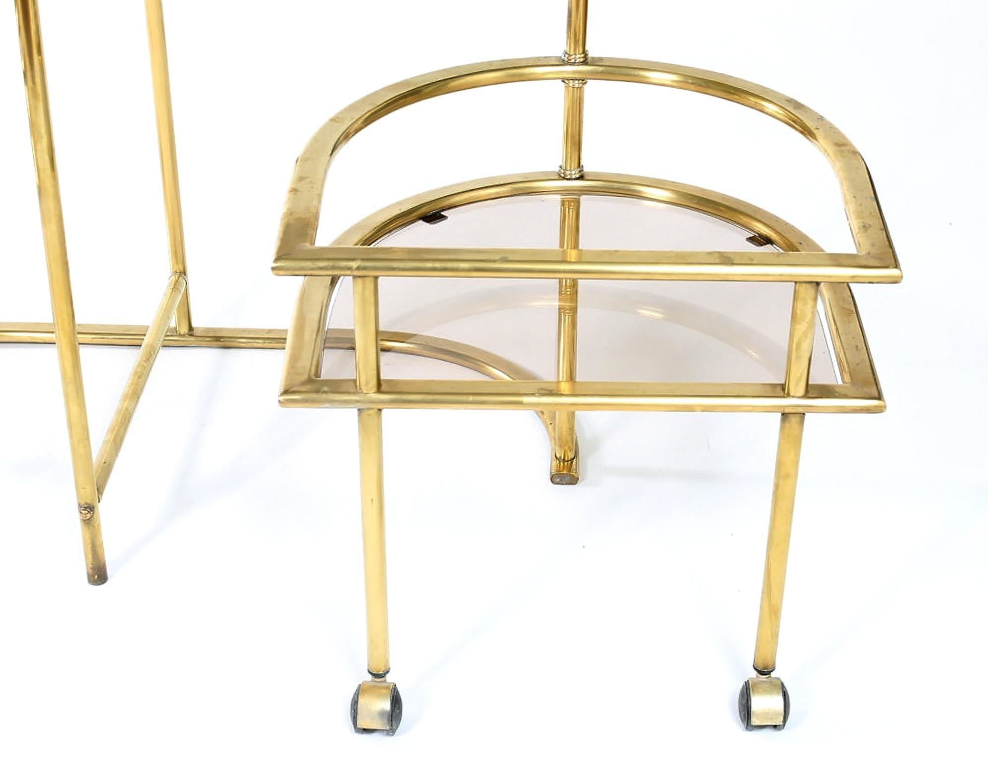 20th Century Mid-Century Modern Two Tiered  Brass Bar Cart