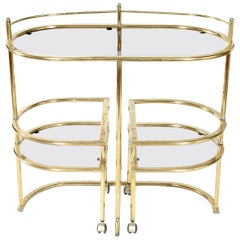 Mid-Century Modern Two Tiered  Brass Bar Cart