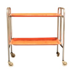 Mid-Century Modern Two-Tiered Collapsing Bar or Serving Cart