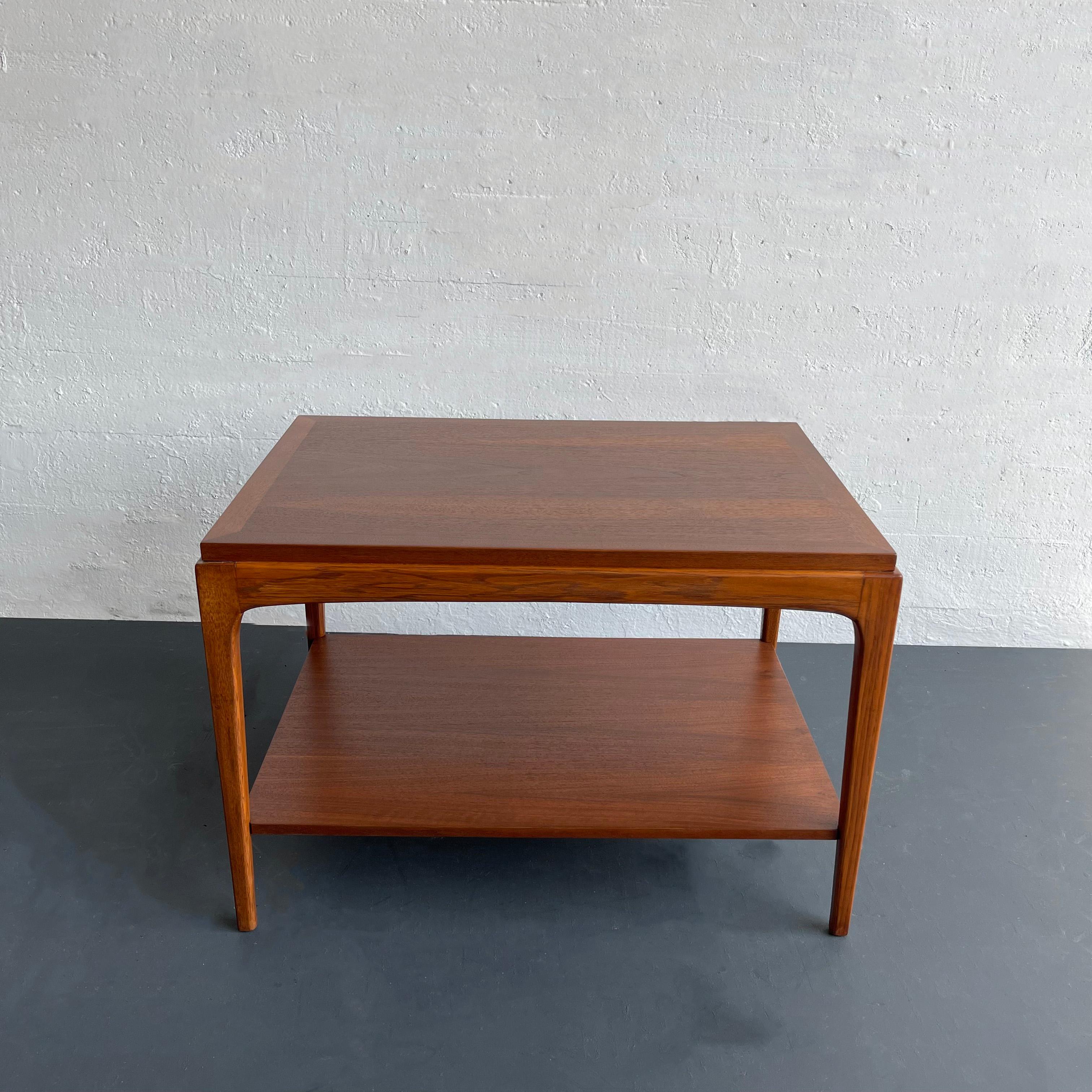 Walnut Mid-Century Modern Two-Tiered Side Table By Lane Furniture