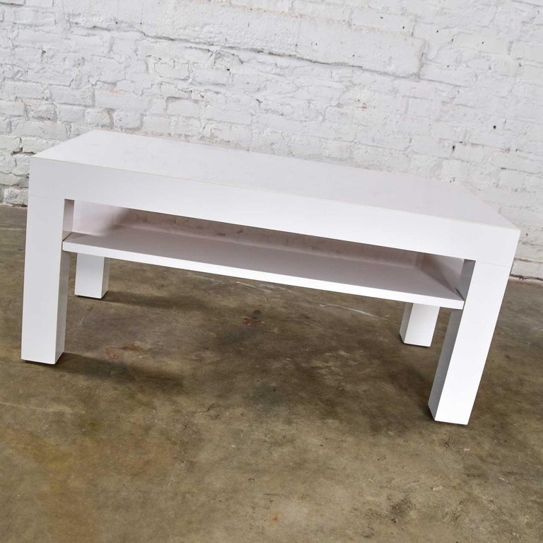 MidCentury Modern TwoTiered White Laminate Parson’s Style Coffee or