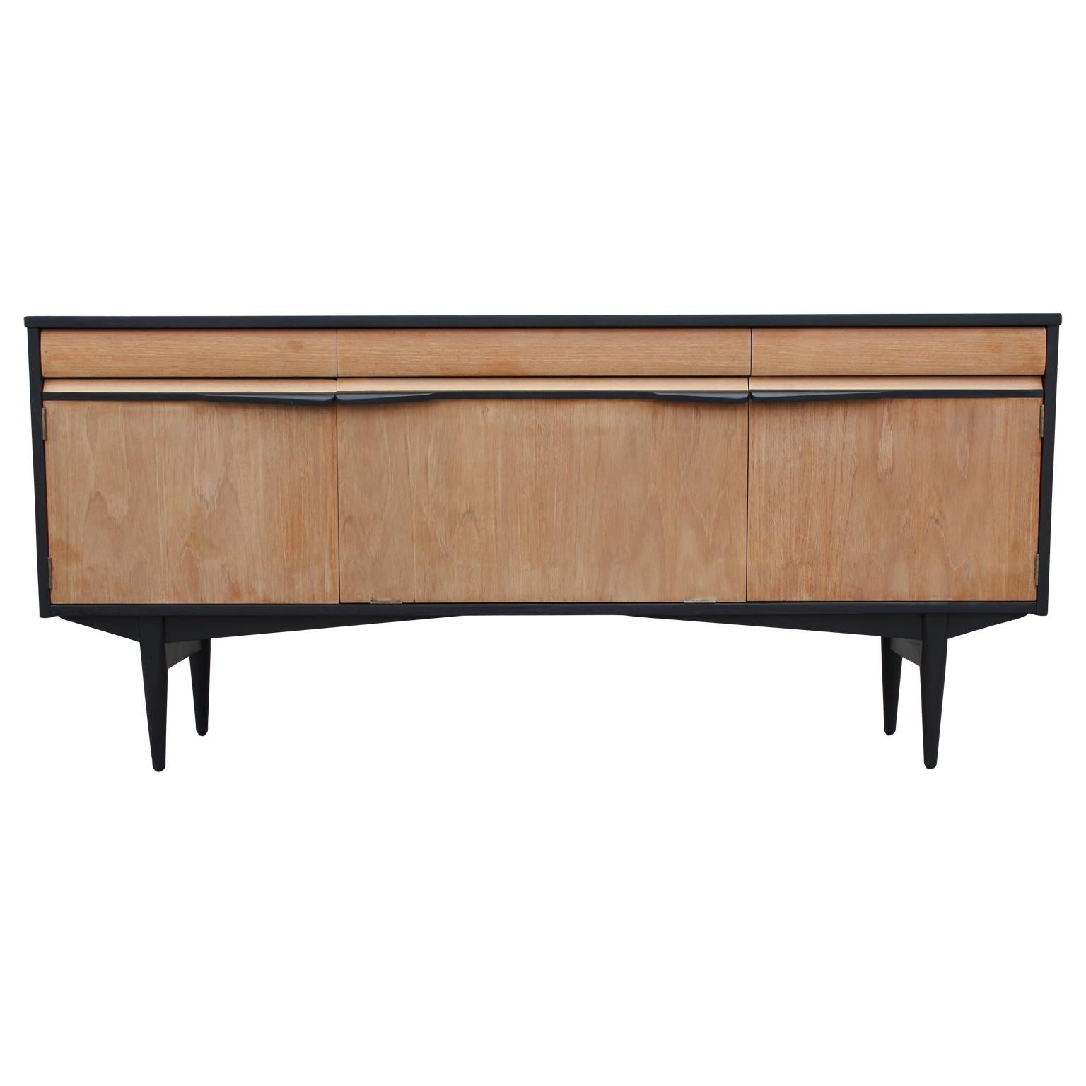 Mid-Century Modern Two-Tone Clean Lined Credenza or Sideboard with Three Drawers