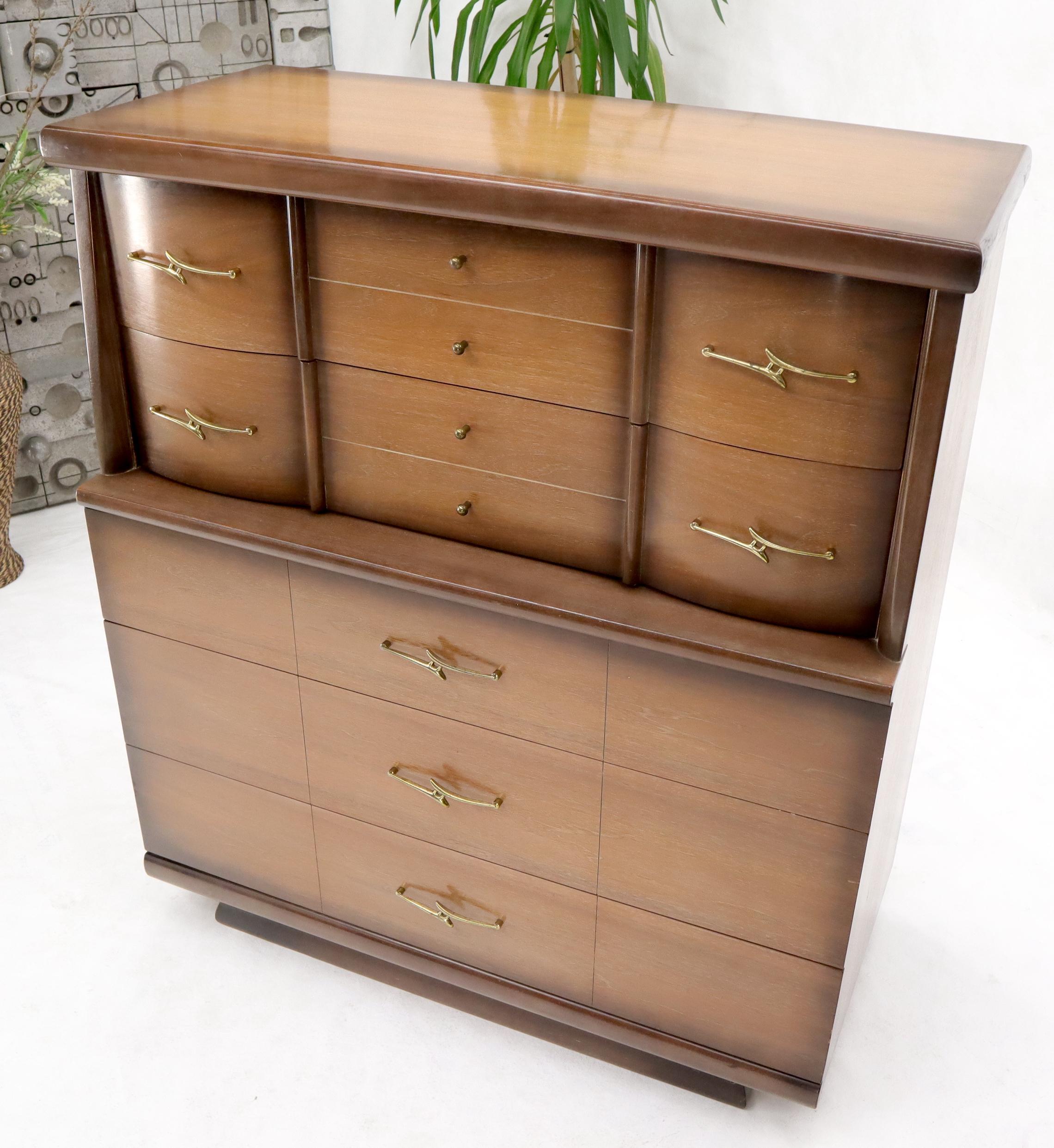 Walnut Mid-Century Modern Two-Tone High Chest Dresser Kent Coffey For Sale