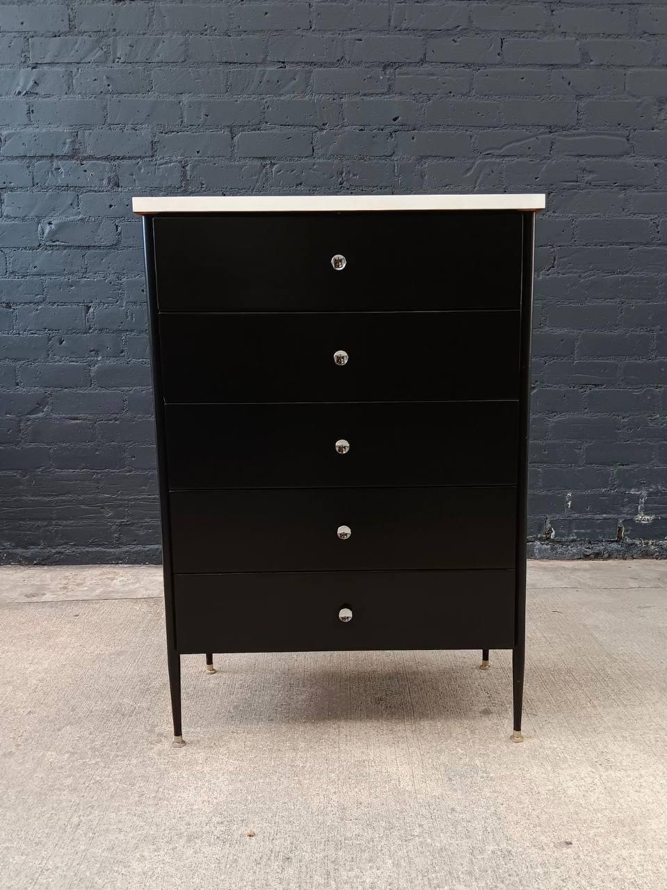 Enamel Mid-Century Modern Two-Tone Highboy Dresser For Sale