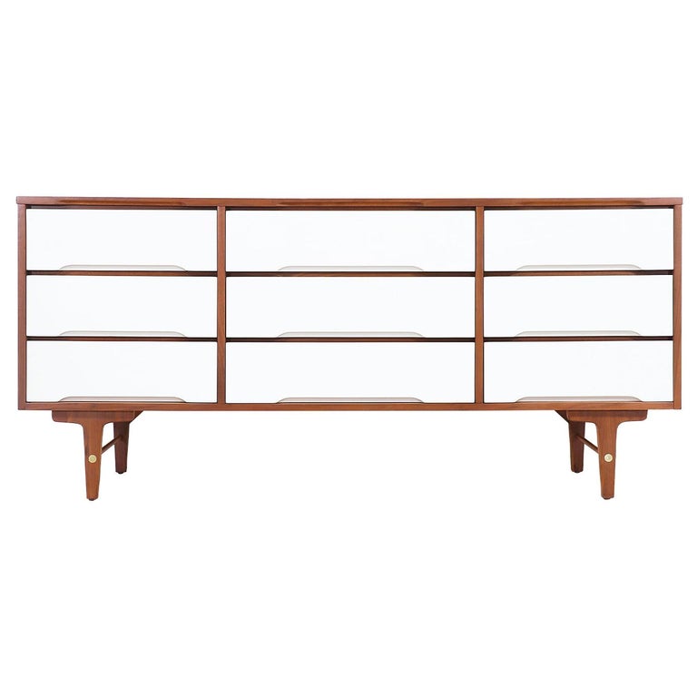 Mid Century Modern Two Tone Lacquered And Walnut Dresser At 1stdibs