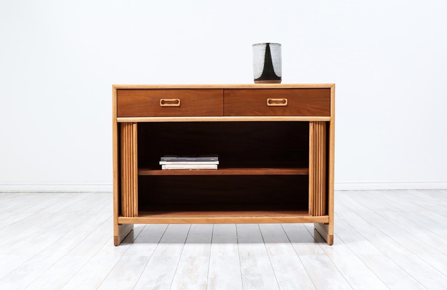 American Expertly Restored - Mid-Century Modern Two-Tone Tambour-Door Credenza For Sale