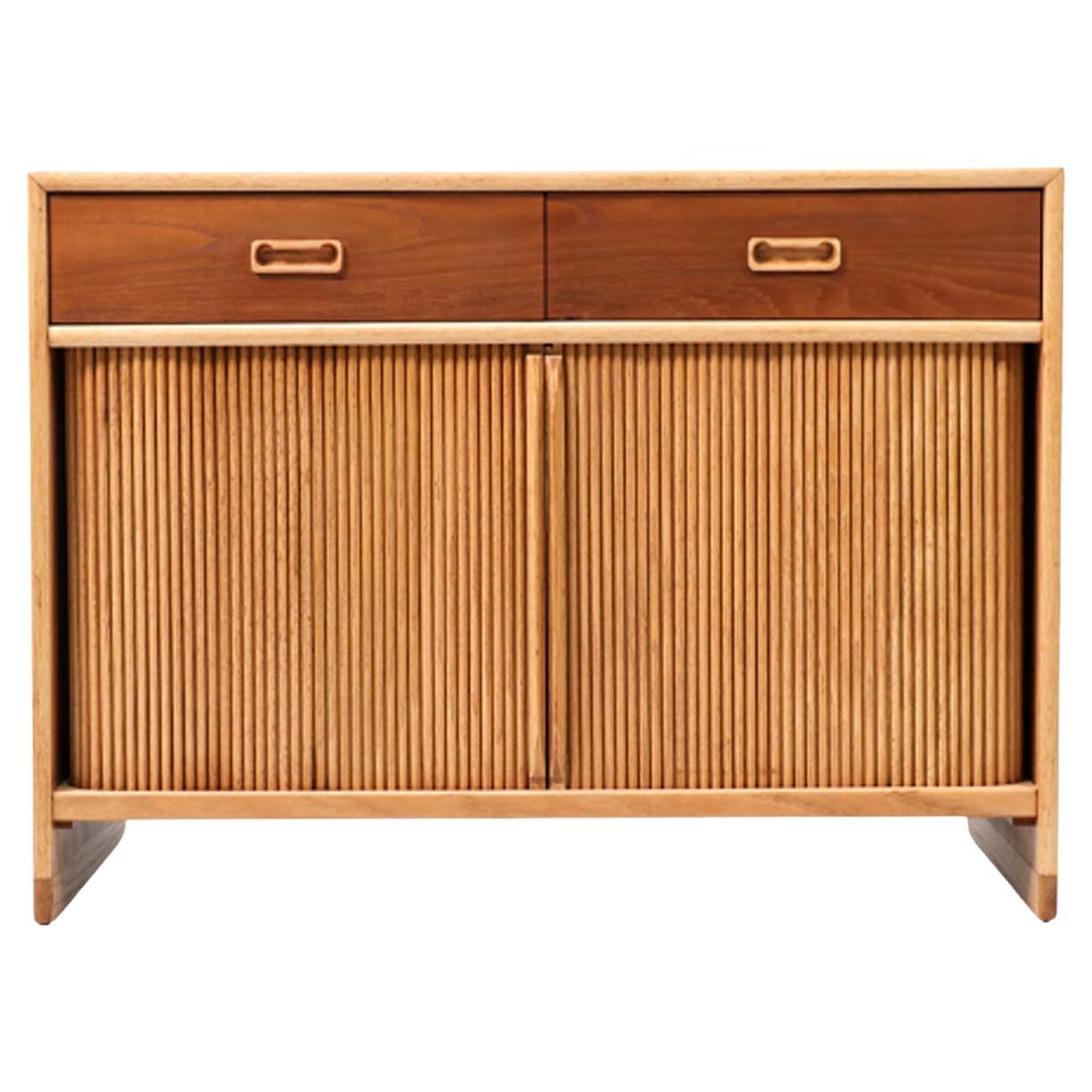 Expertly Restored - Mid-Century Modern Two-Tone Tambour-Door Credenza For Sale