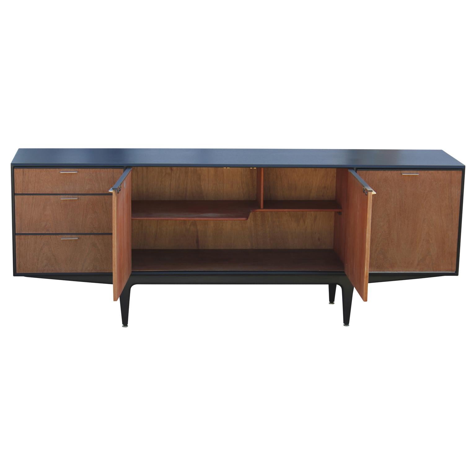 Mid-Century Modern Two-Tone Teak Sideboard or Credenza In Good Condition In Houston, TX