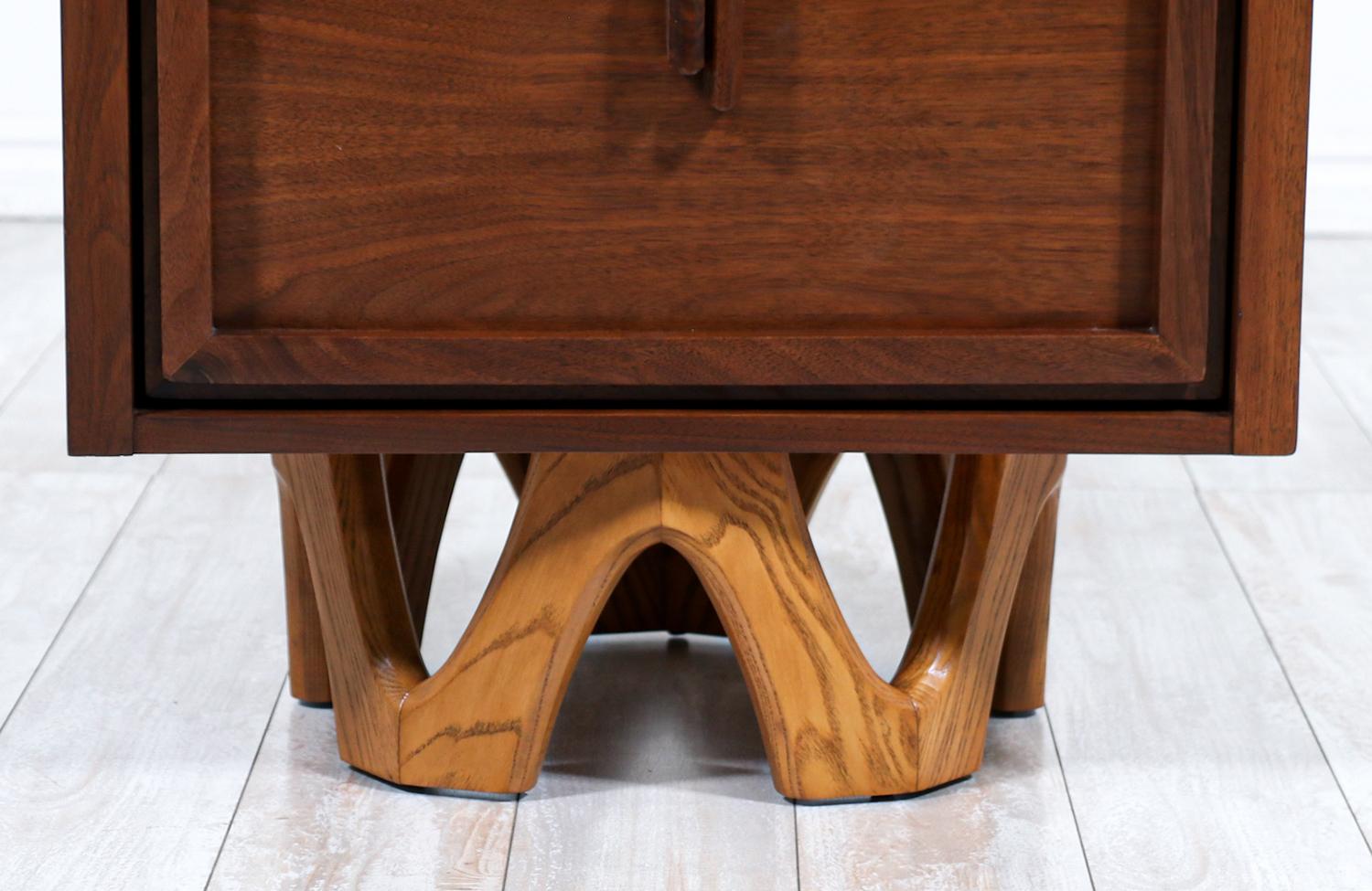 Wood Expertly Restored - Mid-Century Modern Two-Tone Walnut & Oak Night Stands