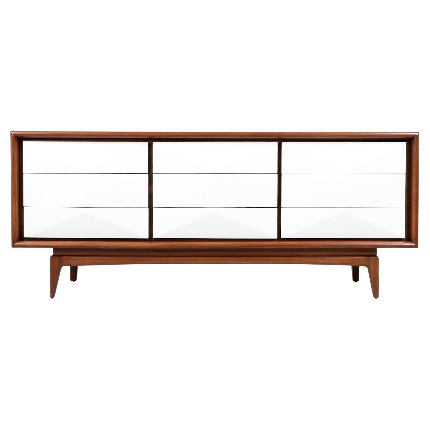 Mid-Century Modern Two-Toned Lacquered & Walnut Dresser by United Furniture