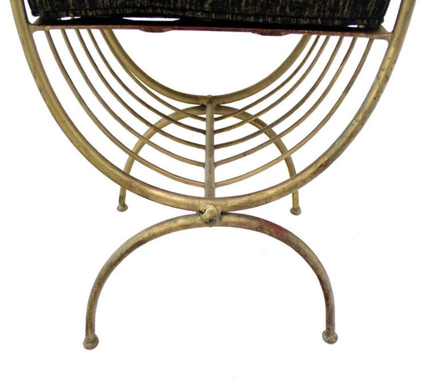 Mid Century Modern U Shape Gilt Wrought Iron Window Bench NEW Upholstery MINT! For Sale 4